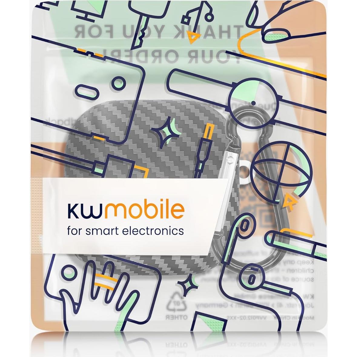 Funda de Aramida kwmobile para Auriculares Beats Fit Pro - Negro/Gris