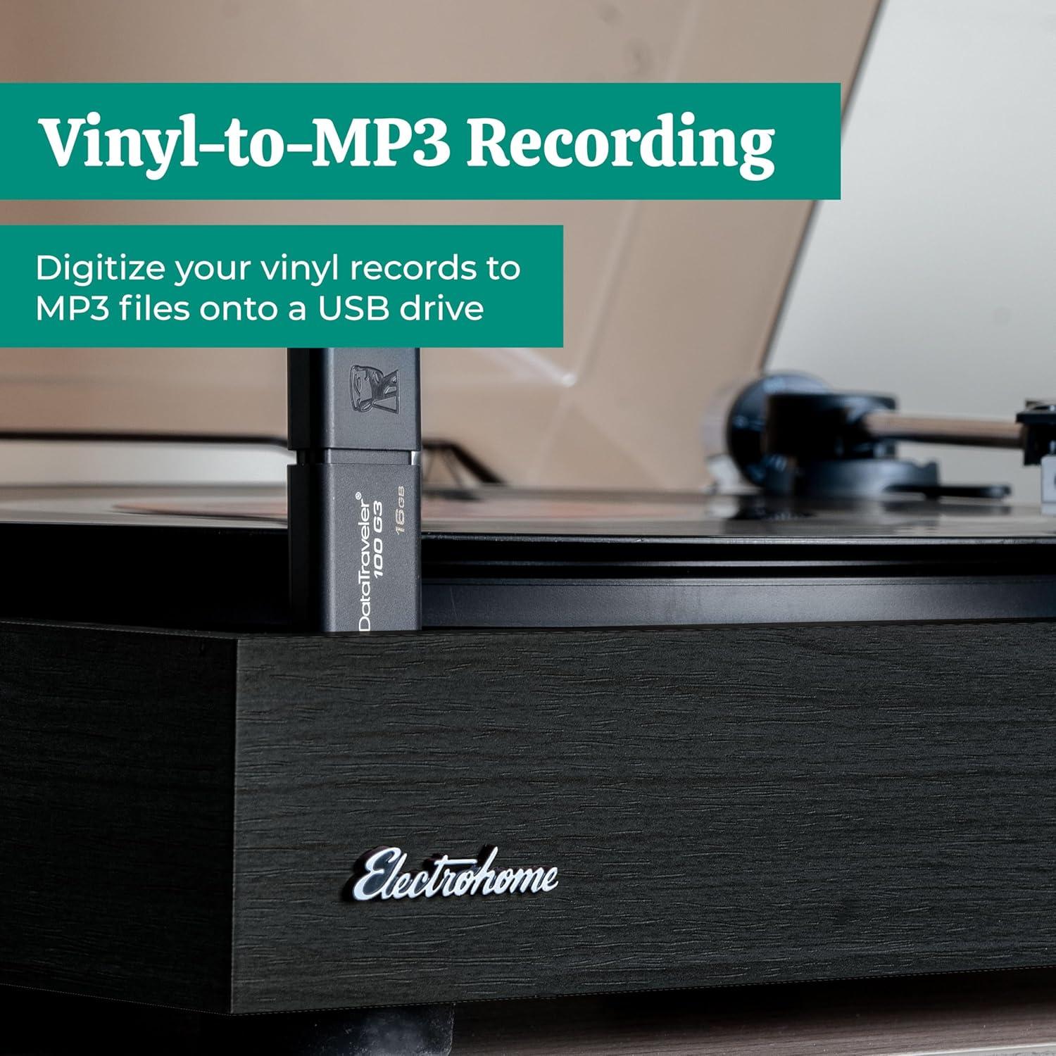 Reproductor de Vinilo Inalámbrico Electrohome Montrose Negro