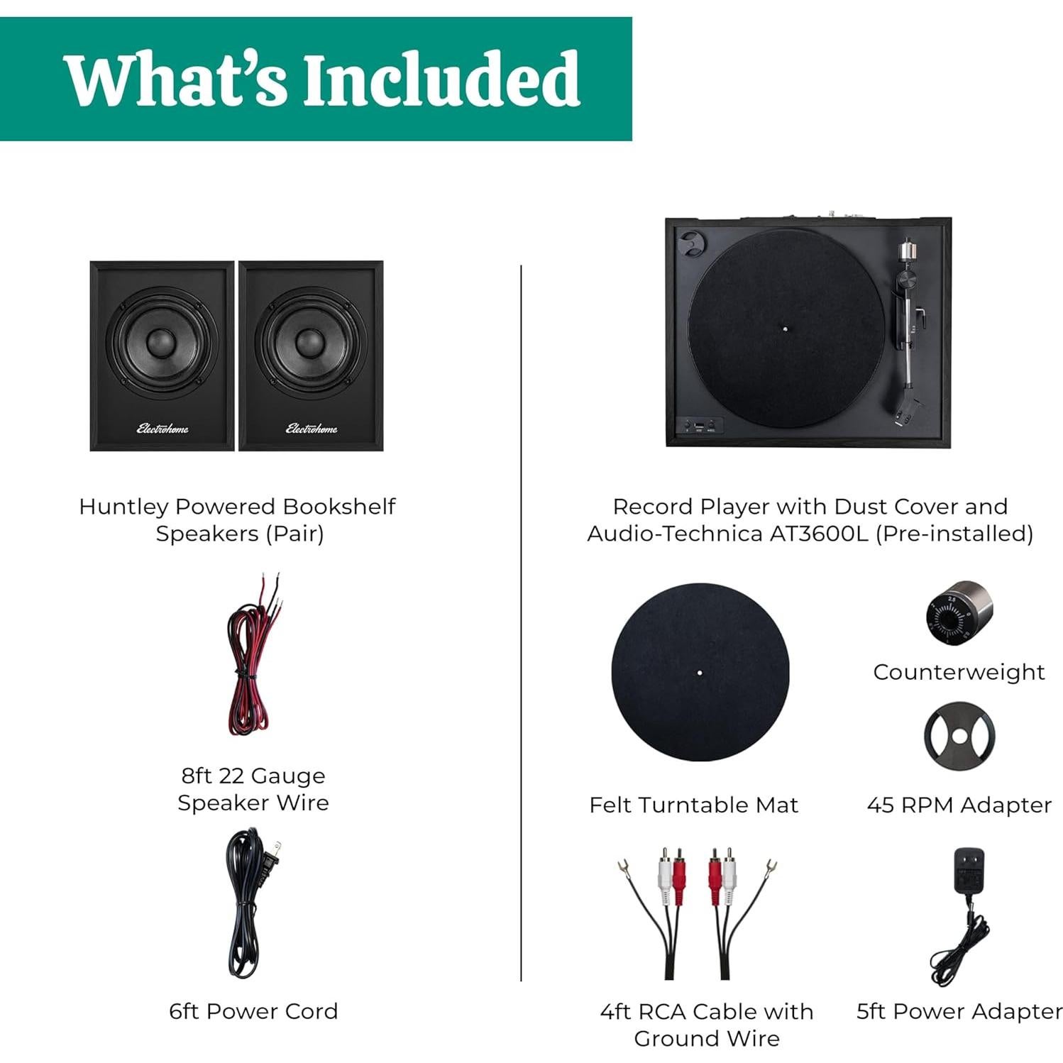 Reproductor de Vinilo Inalámbrico Electrohome Montrose Negro