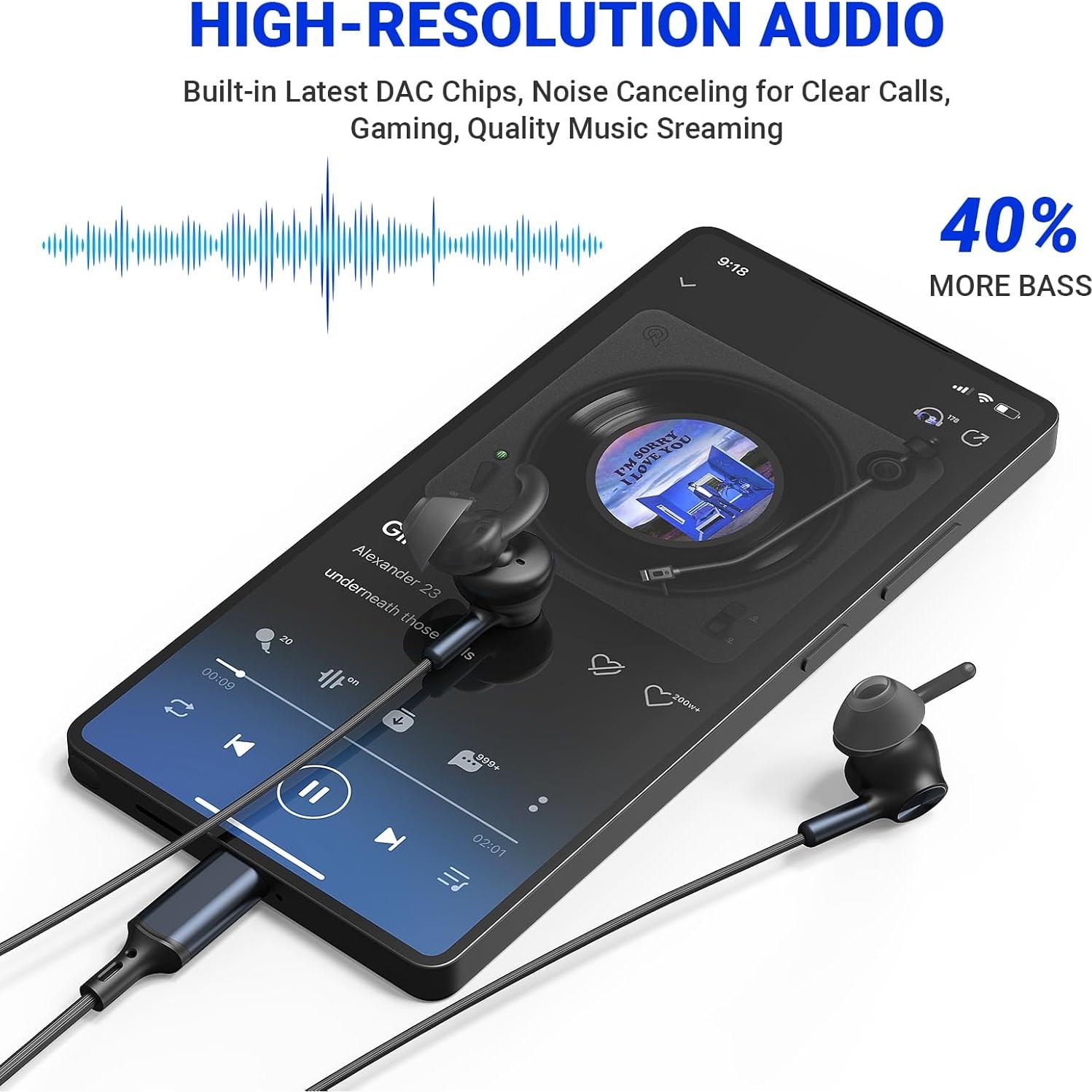 Auriculares USB C ASKUBSKU con micrófono y graves profundos