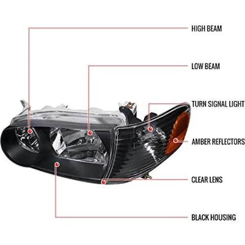 Faros JDM Carpartsinnovate para Corolla 2001-2002 Carcasa Negra