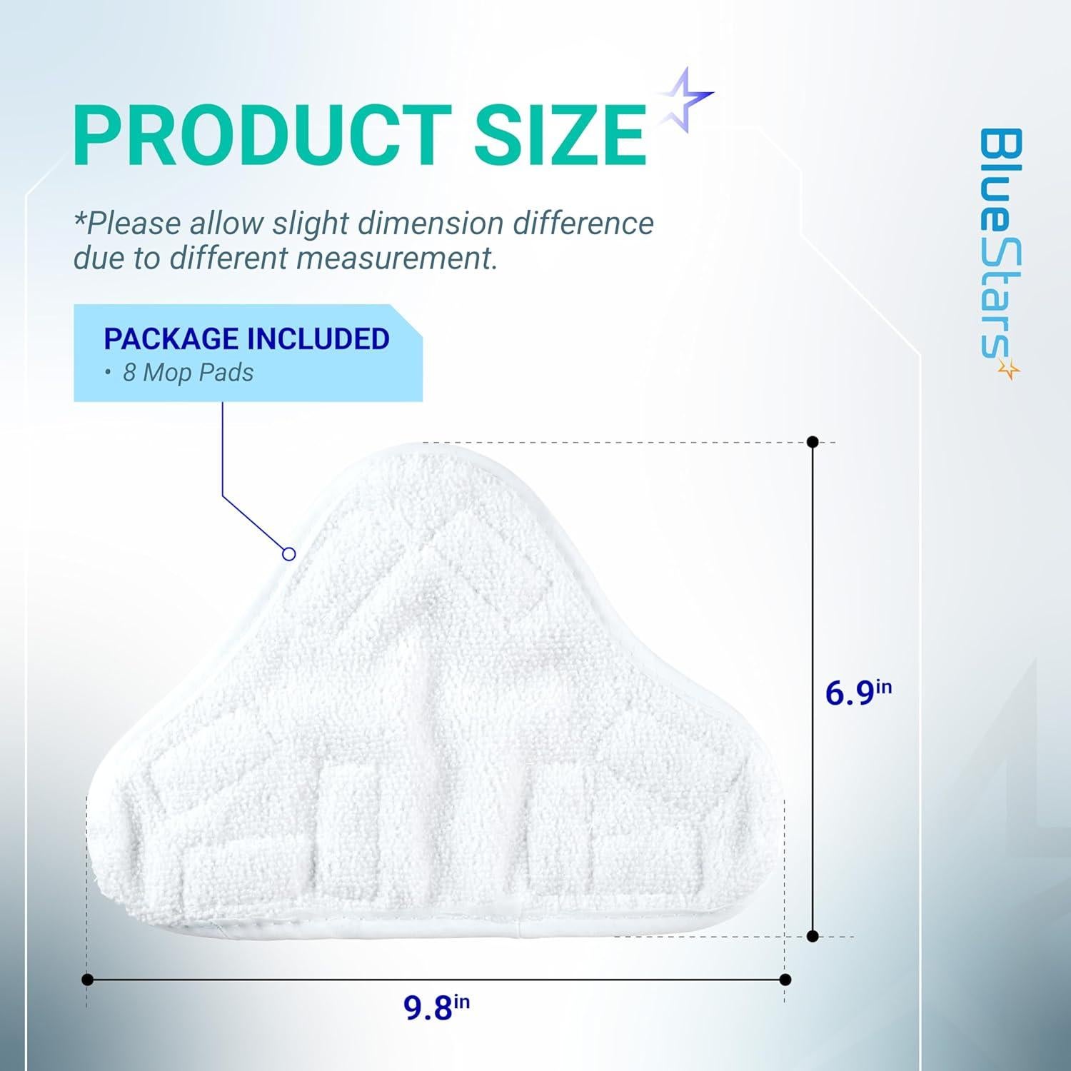 Paquete de 8 almohadillas de microfibra BlueStars para H2O X5