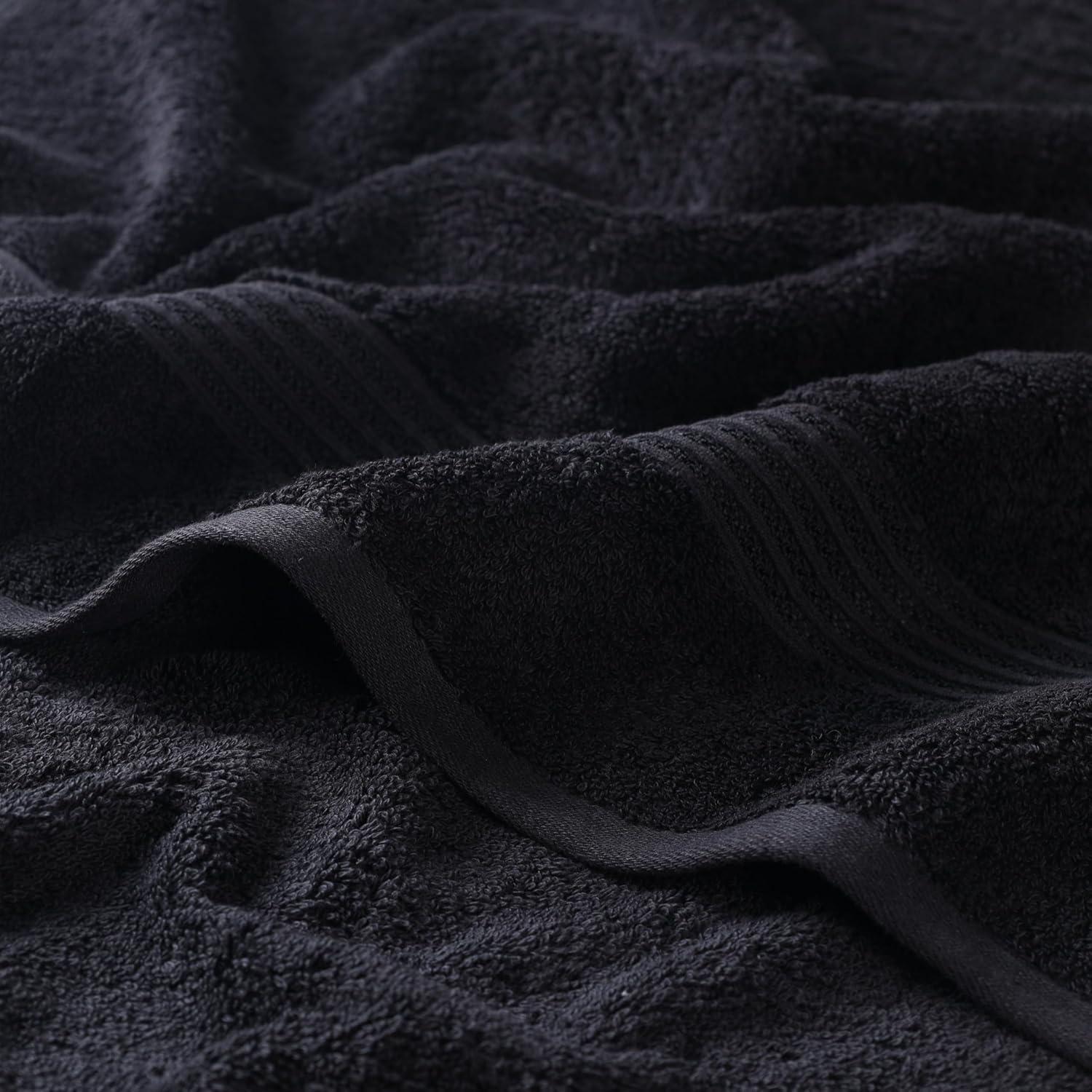 Juego de Toallas de Algodón Egipcio 6 Piezas Negro Superior