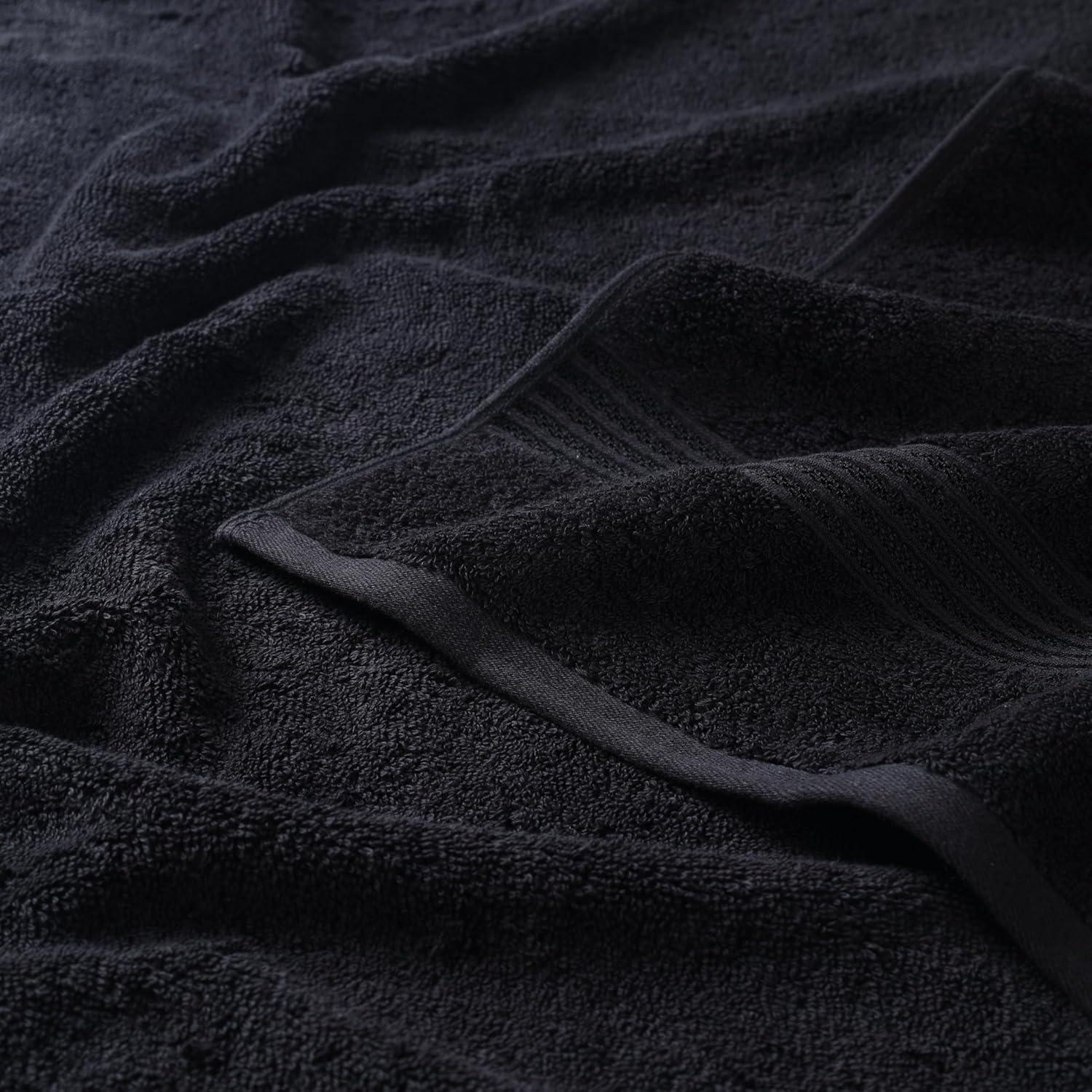 Juego de Toallas de Algodón Egipcio 6 Piezas Negro Superior