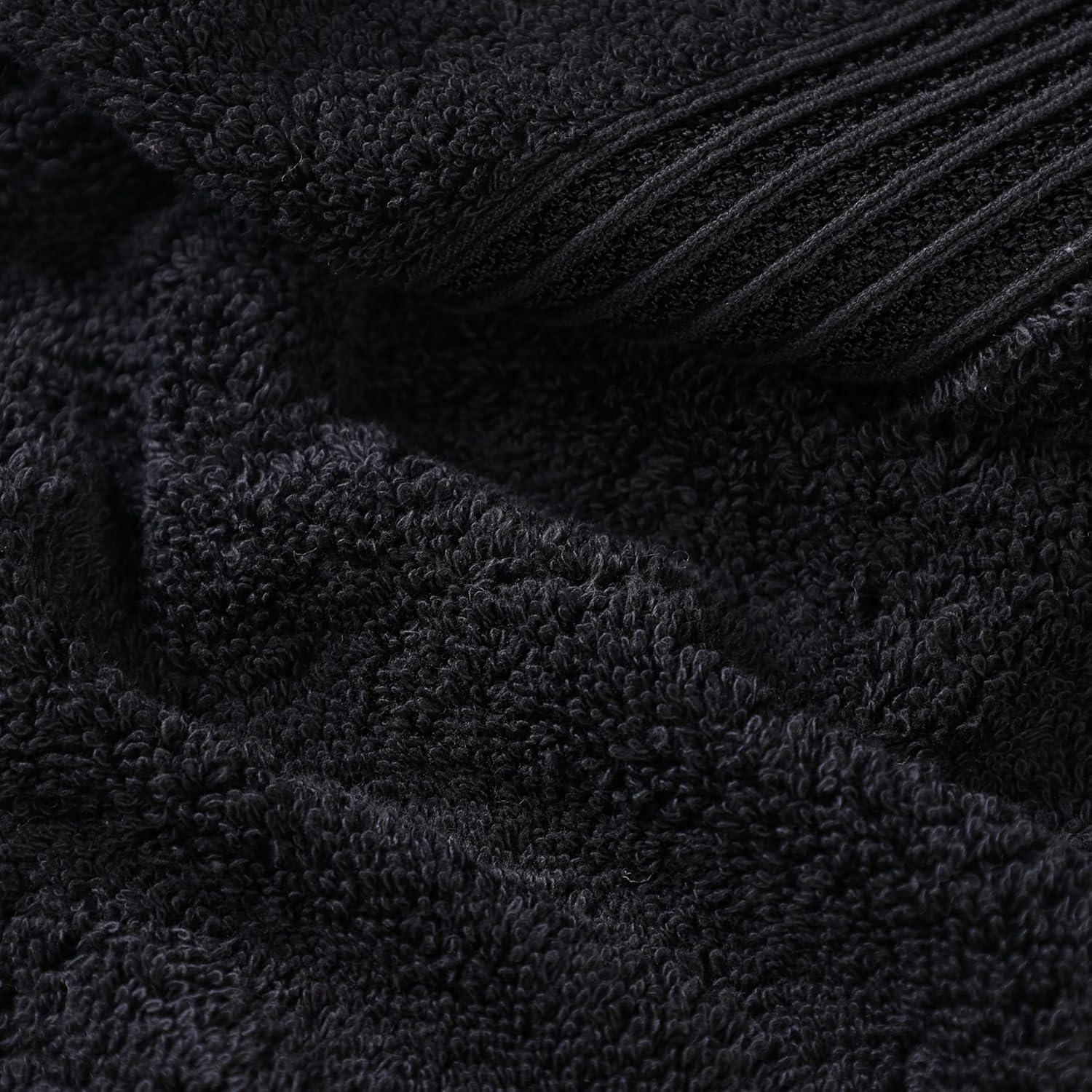 Juego de Toallas de Algodón Egipcio 6 Piezas Negro Superior