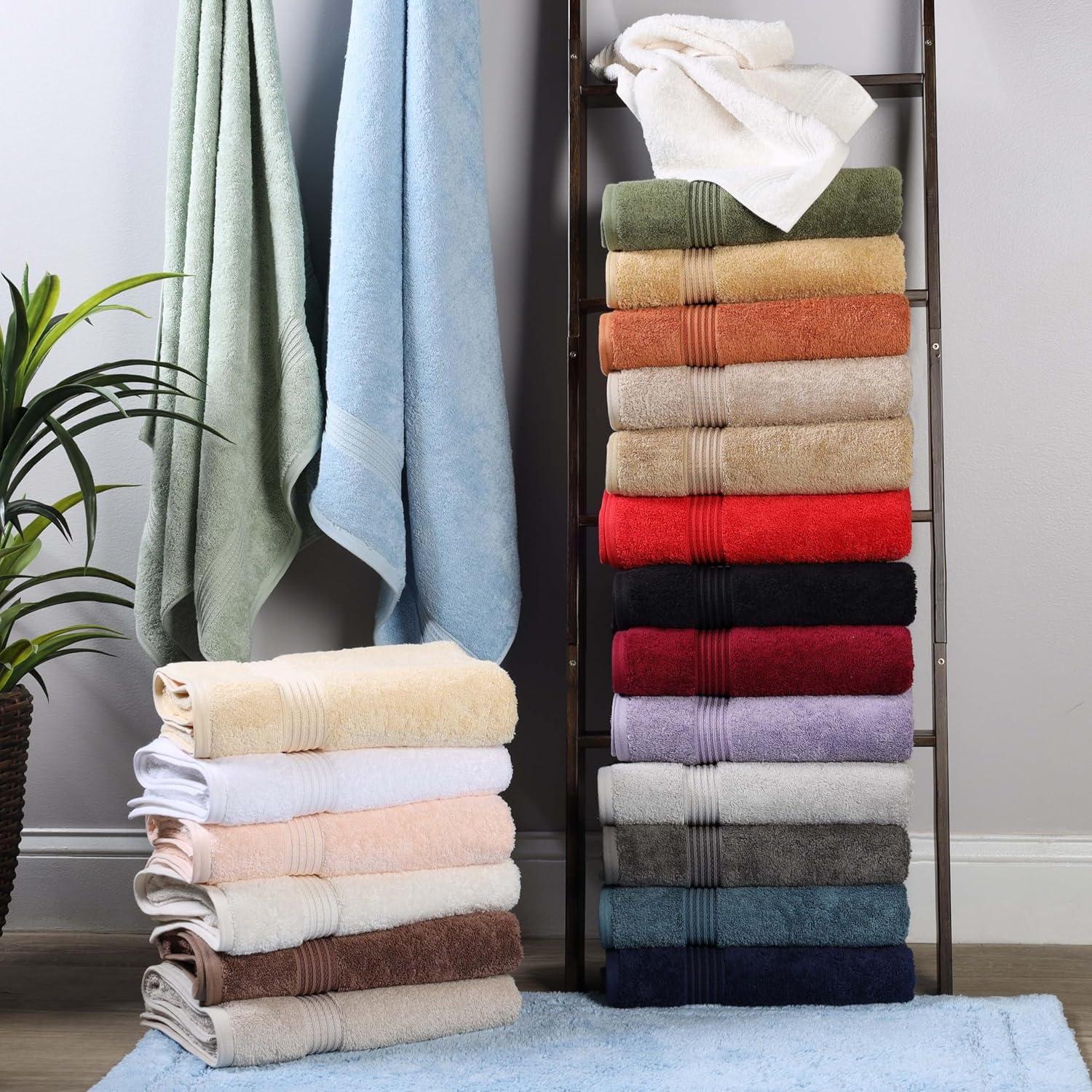 Juego de Toallas de Algodón Egipcio 6 Piezas Negro Superior