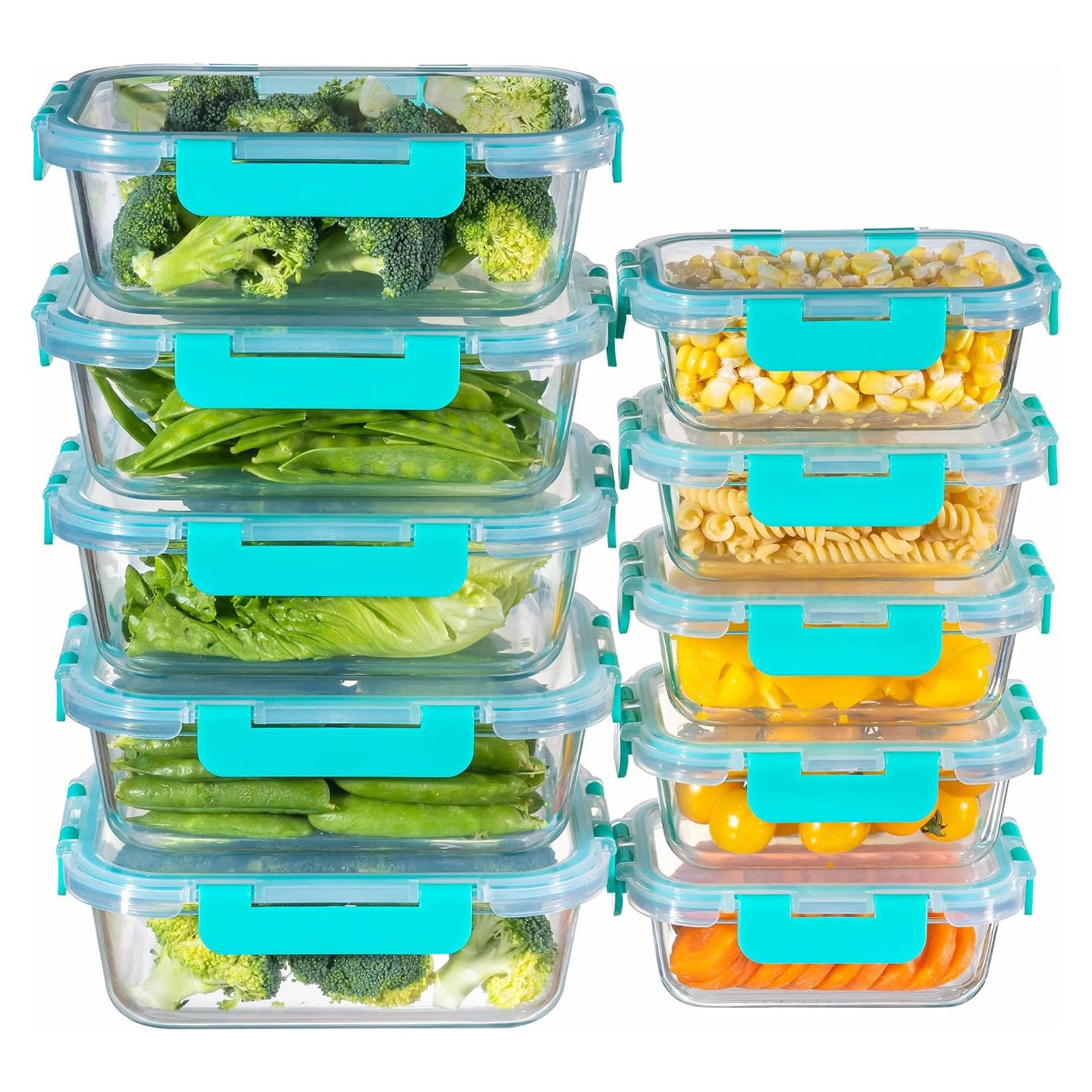 Contenedores de Almacenamiento de Vidrio MFY 10 Piezas Verde