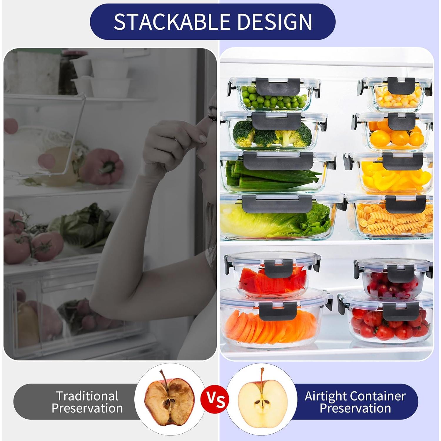 Contenedores de Almacenamiento de Vidrio MFY 10 Piezas Verde
