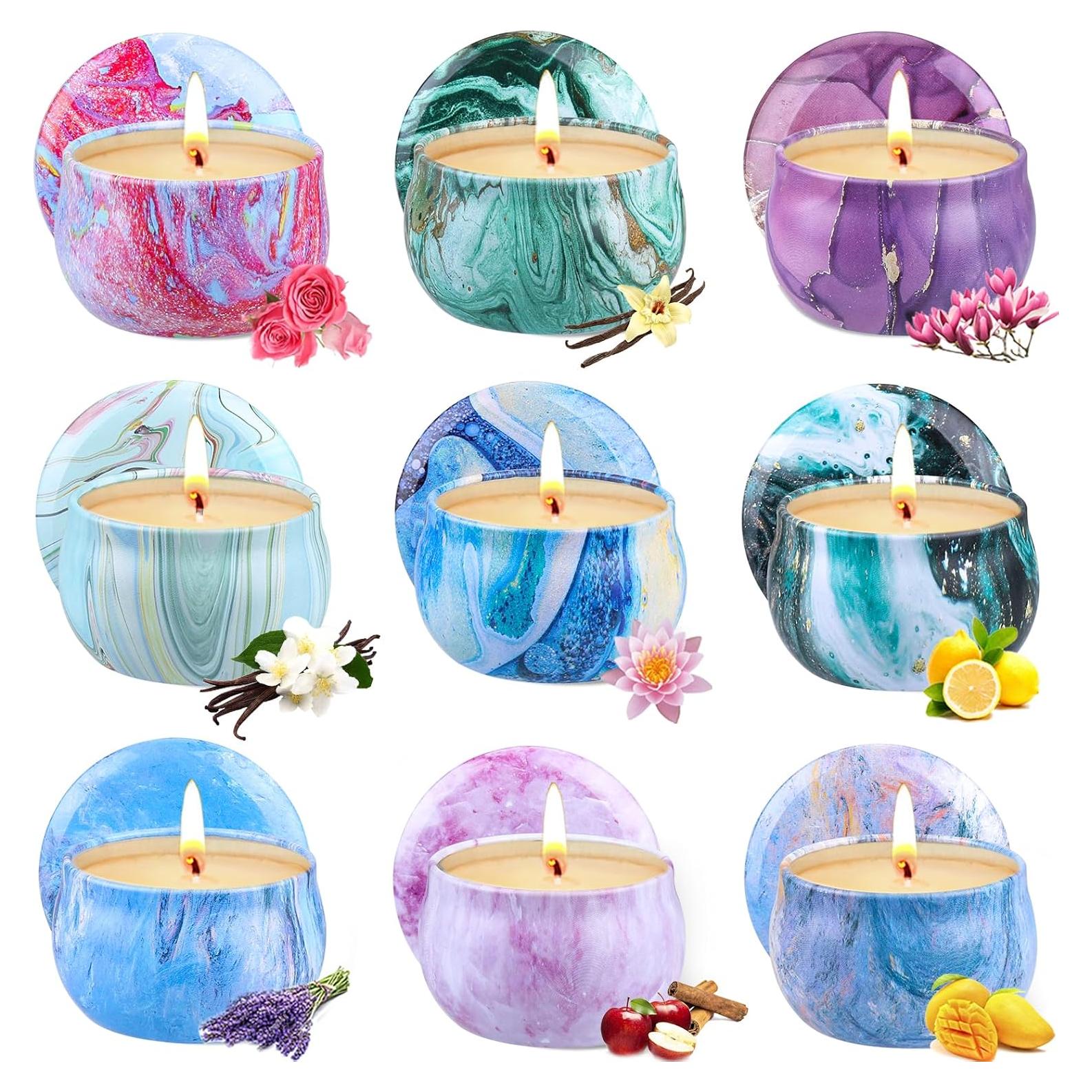 Juego de 9 Velas Aromáticas de Cera de Soja KEARLGMBH