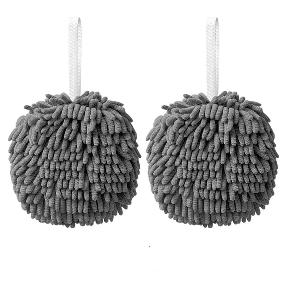 Toallas de Mano Chenille Ivymei - 2 Unidades Grises 17x17 cm