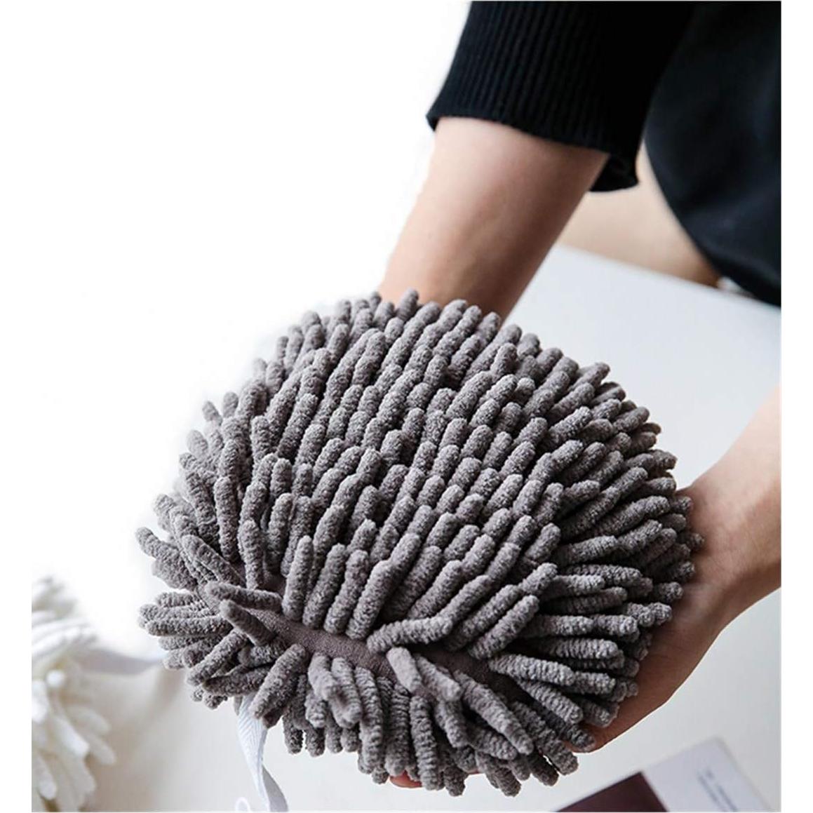 Toallas de Mano Chenille Ivymei - 2 Unidades Grises 17x17 cm