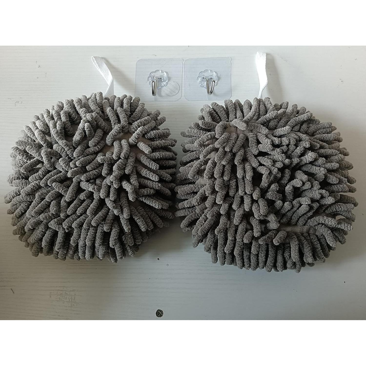 Toallas de Mano Chenille Ivymei - 2 Unidades Grises 17x17 cm