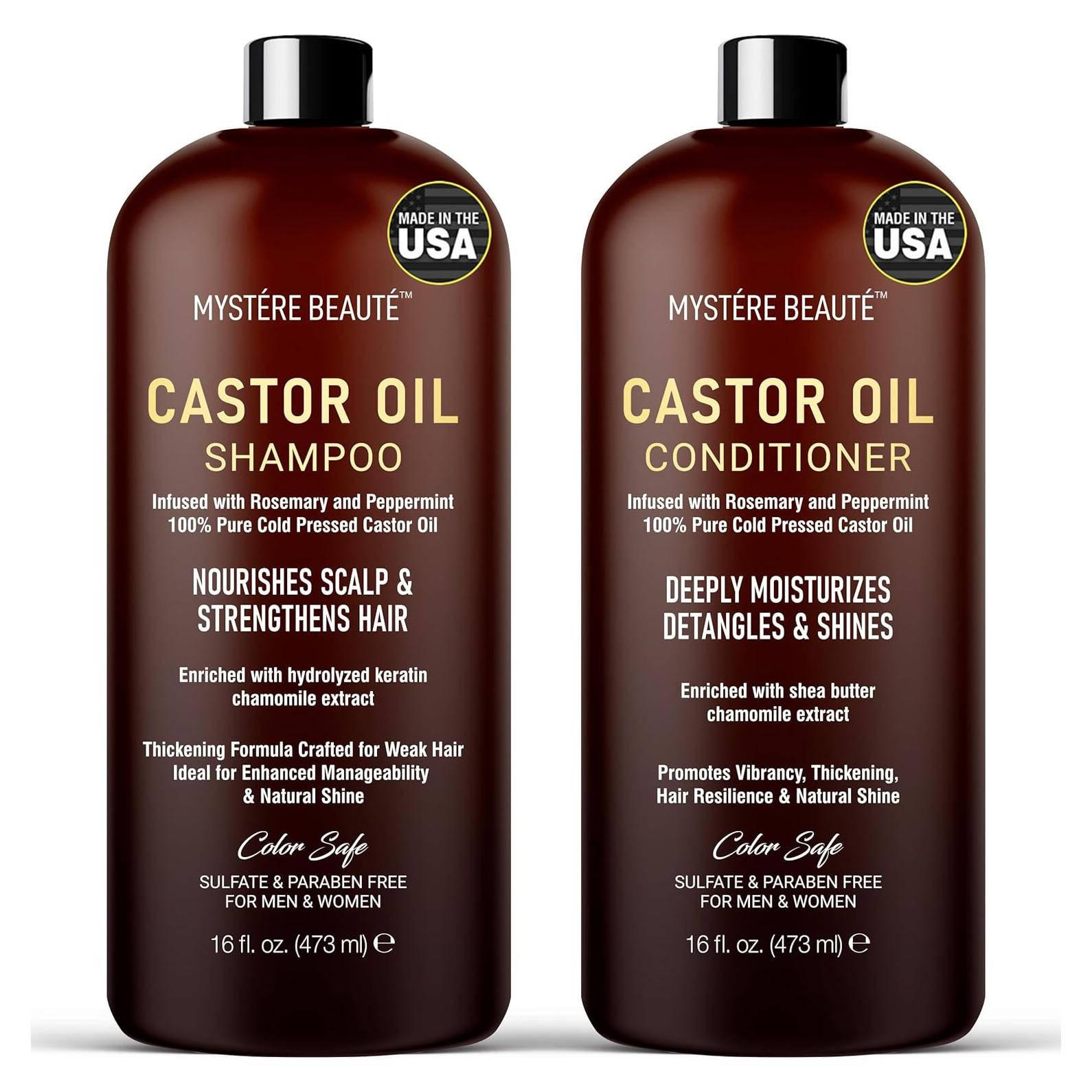 Champú y Acondicionador MYSTÉRE BEAUTÉ Aceite de Ricino 454g