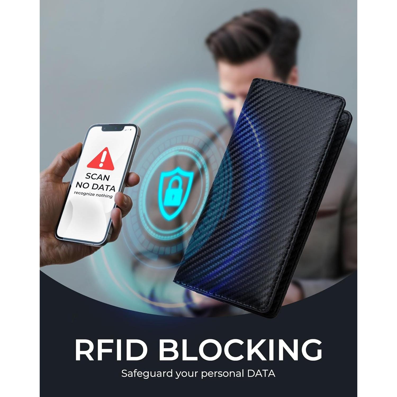 Billetera Bifold Slim Alldaily para Hombres con Bloqueo RFID - Cuero Sintético Negro