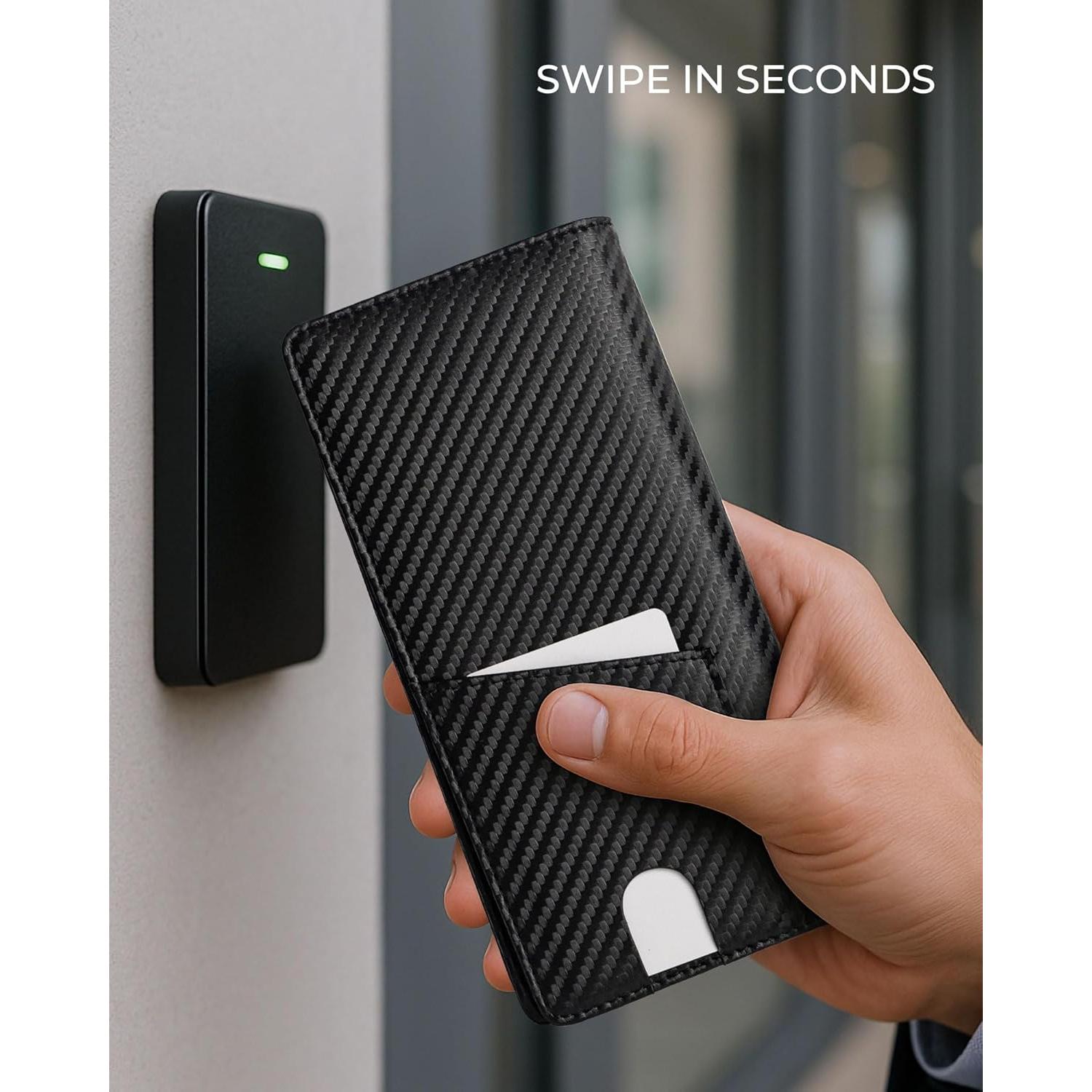 Billetera Bifold Slim Alldaily para Hombres con Bloqueo RFID - Cuero Sintético Negro