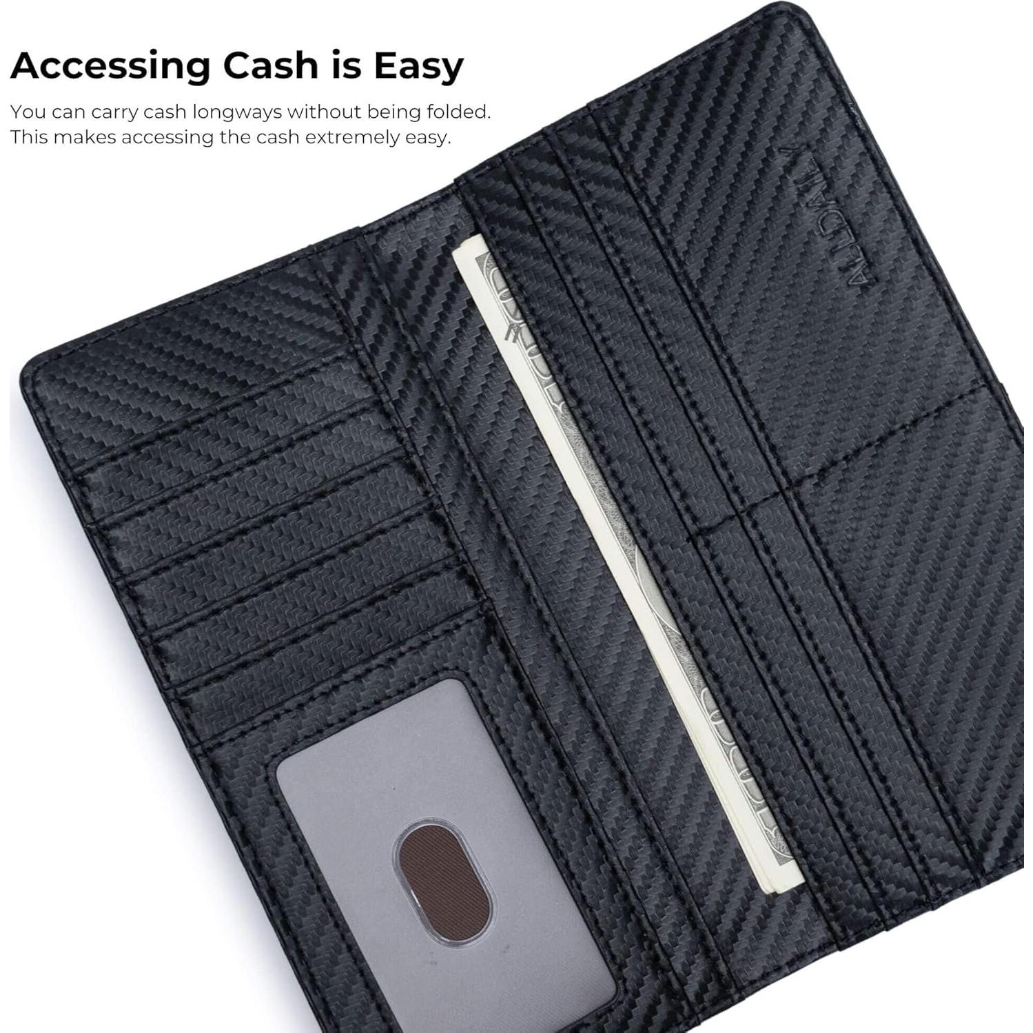 Billetera Bifold Slim Alldaily para Hombres con Bloqueo RFID - Cuero Sintético Negro