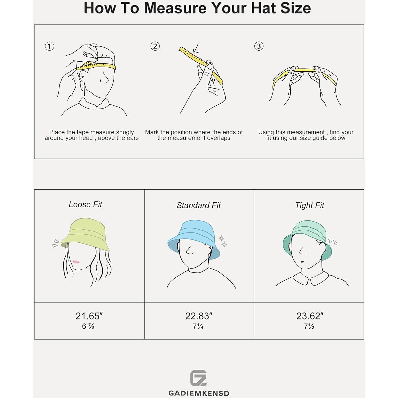 Sombrero de Cubo Unisex GADIEMKENSD 100% Algodón UPF 50+