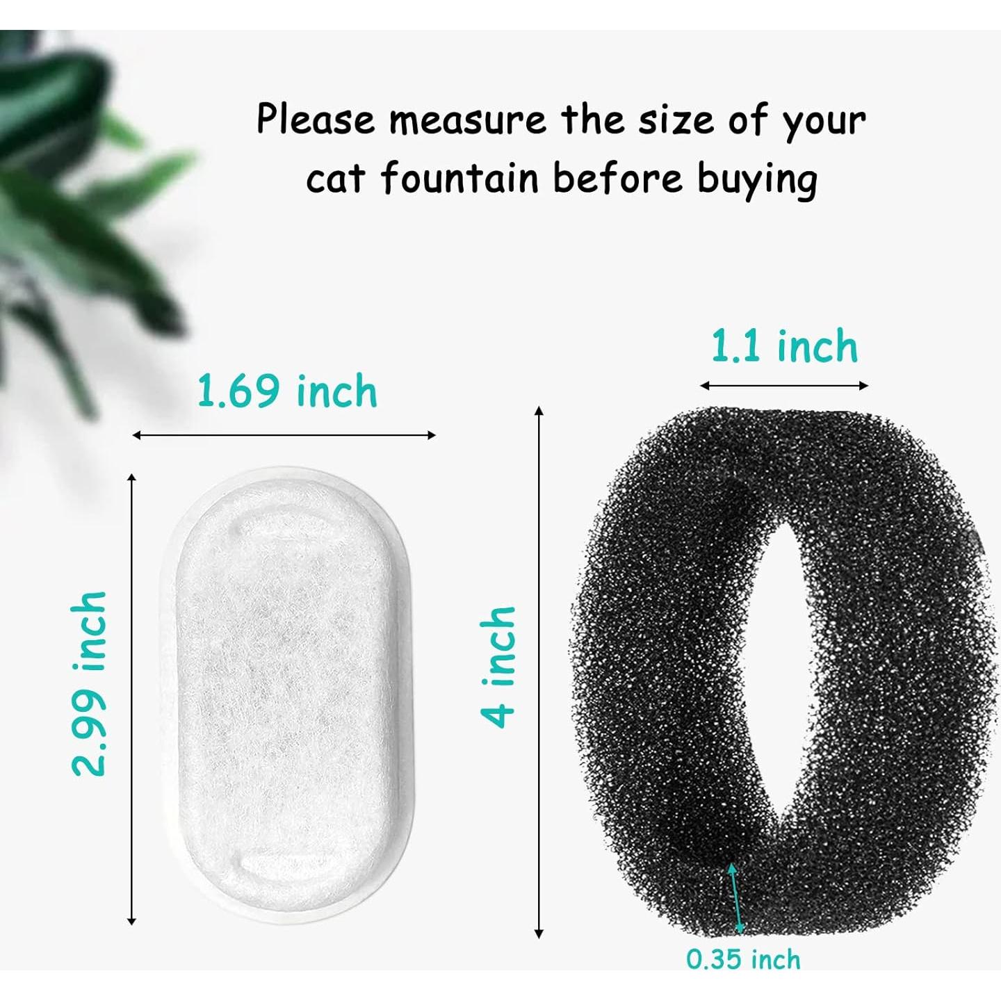 Filtros de agua para gatos Monsin - Paquete de 4 filtros y esponjas