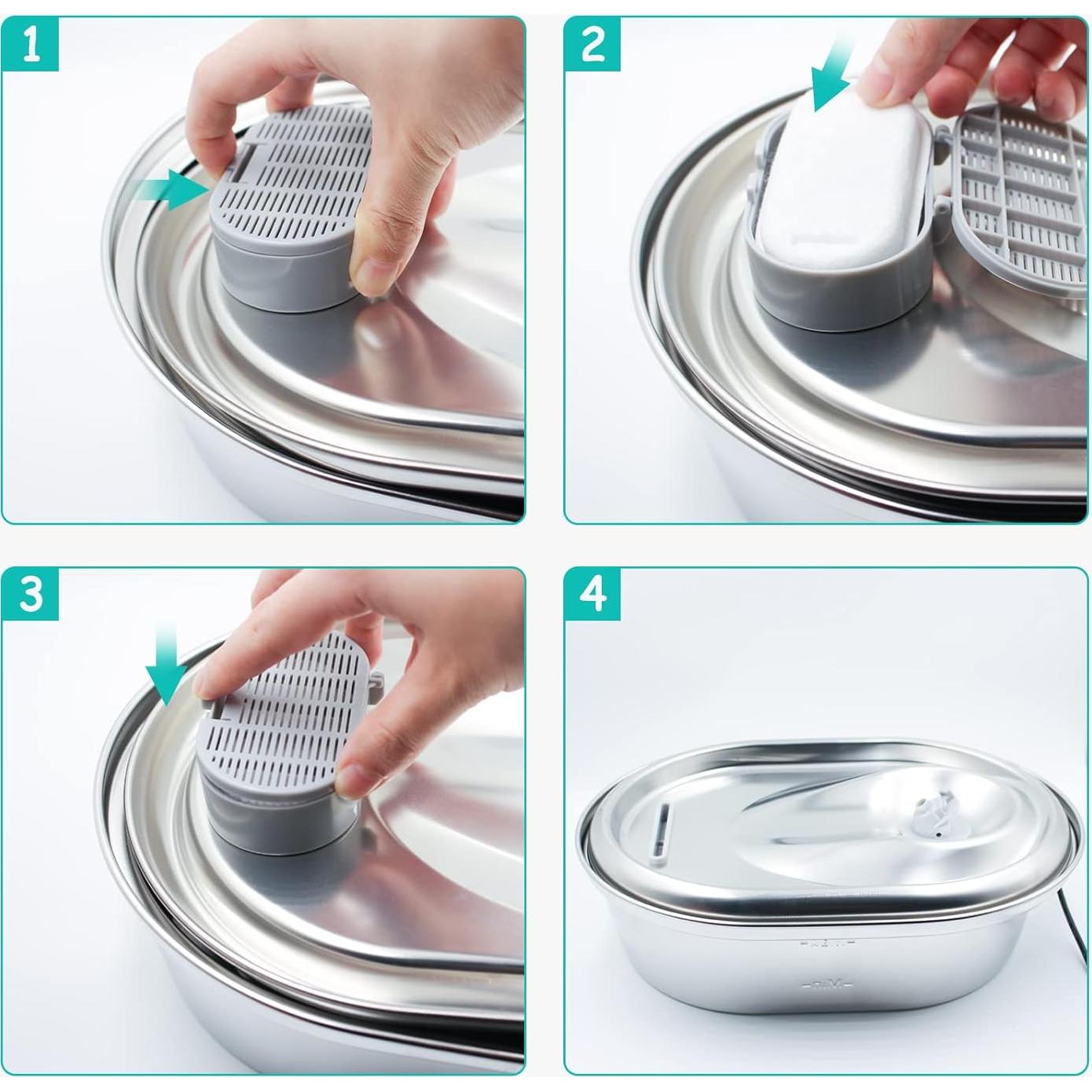 Filtros de agua para gatos Monsin - Paquete de 4 filtros y esponjas