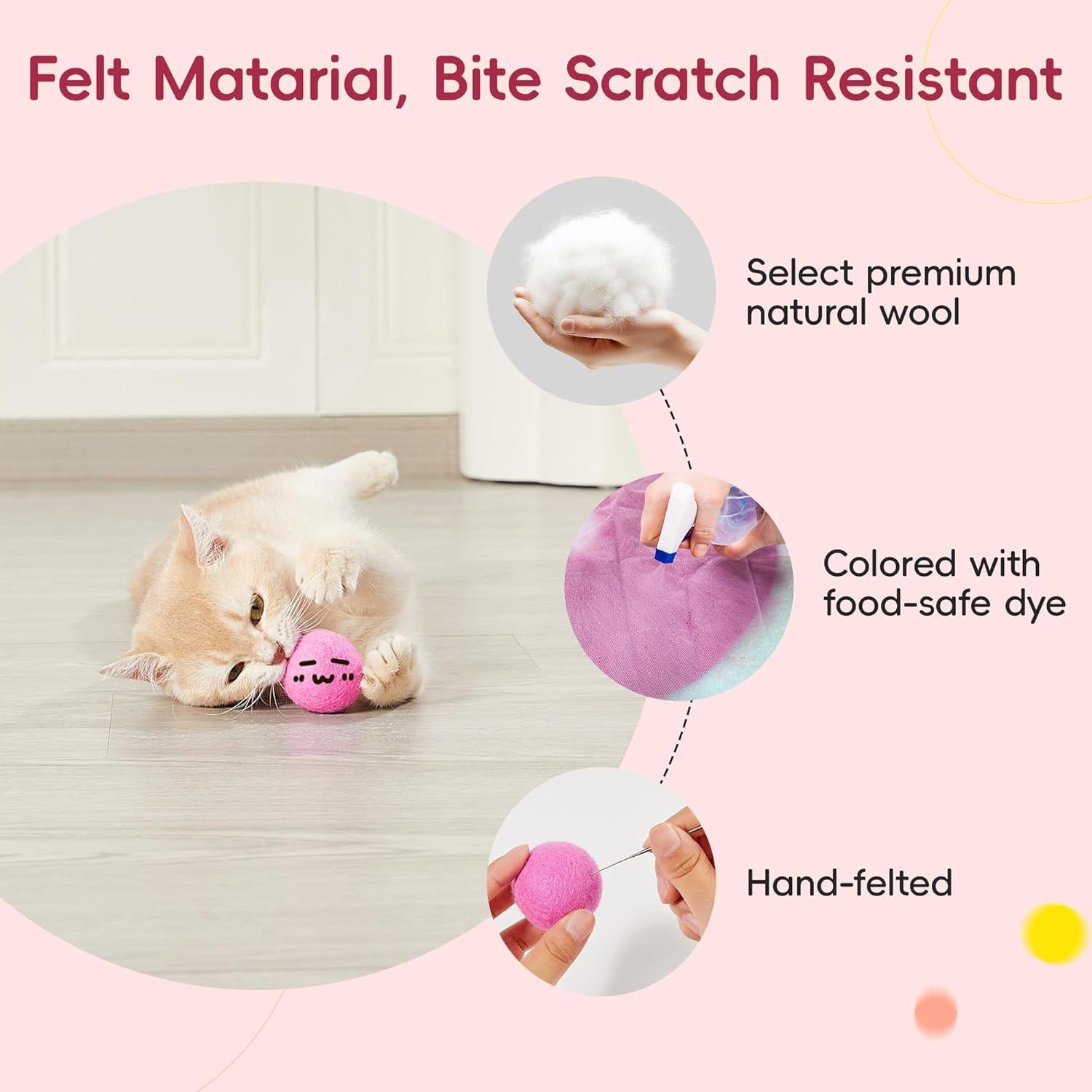 Juguetes de Pelota para Gato Potaroma 12 Pcs Fieltro Catnip 4.06 cm