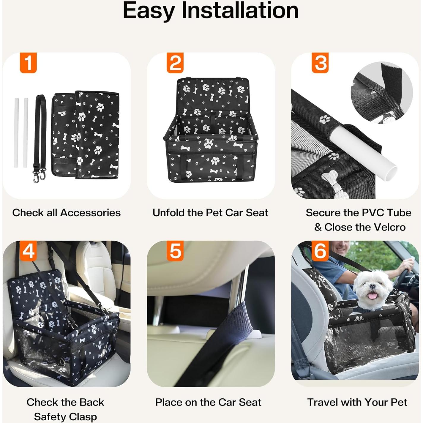 Asiento de Coche para Perros Homcolorful 40x35 cm hasta 9 kg