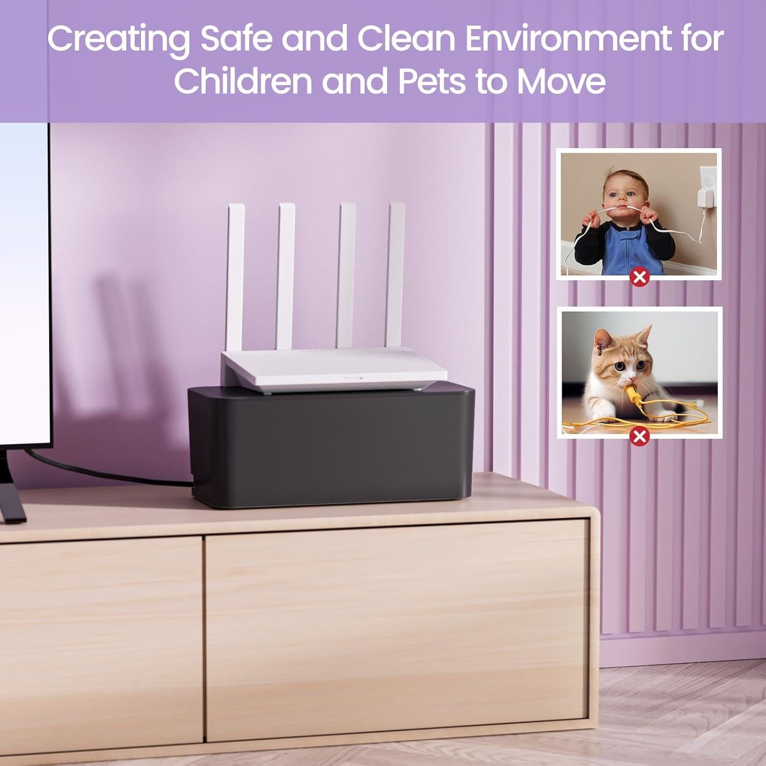 Caja Organizadora de Cables Delamu 2 Pack Negro - Grande y Mediana