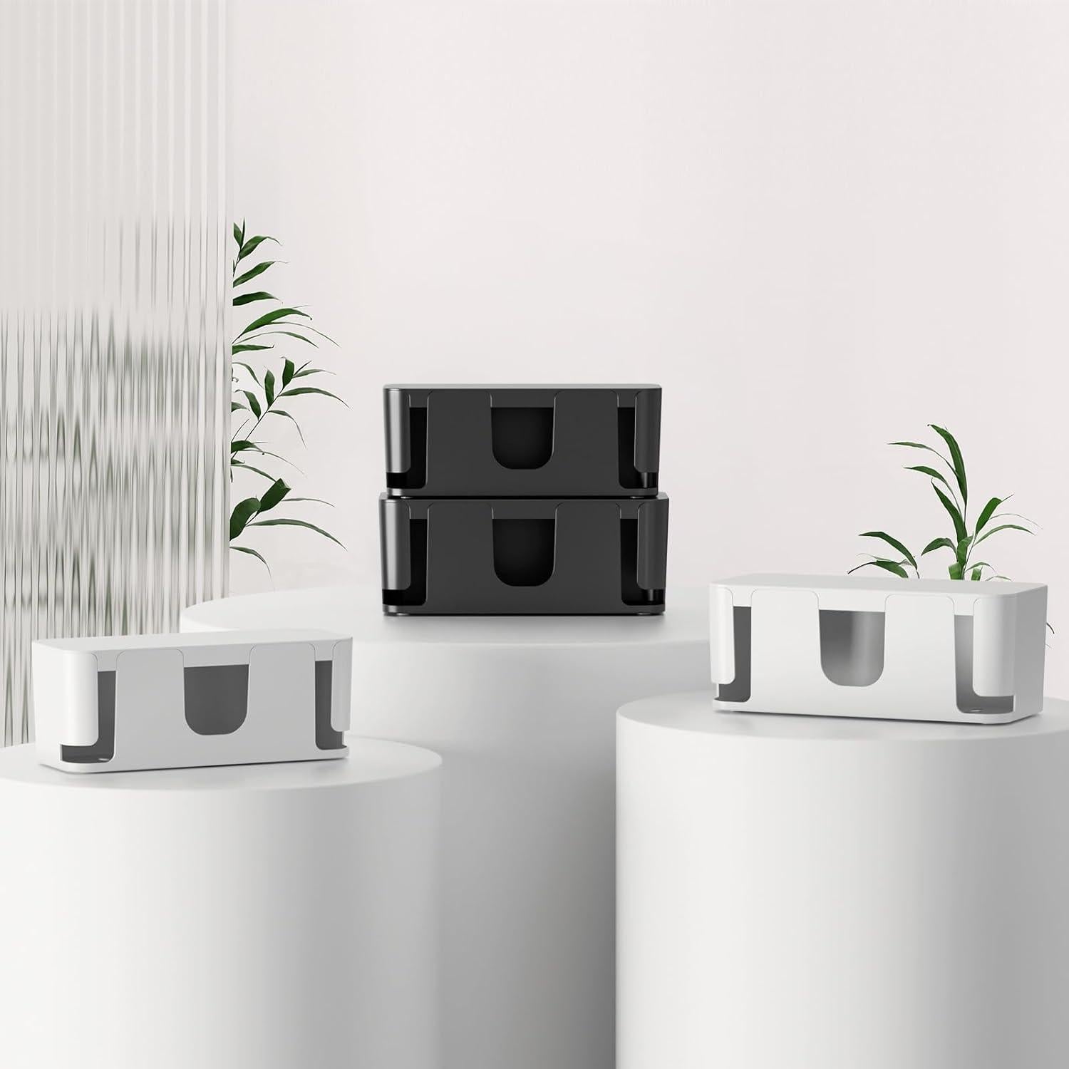 Caja Organizadora de Cables Delamu 2 Pack Negro - Grande y Mediana