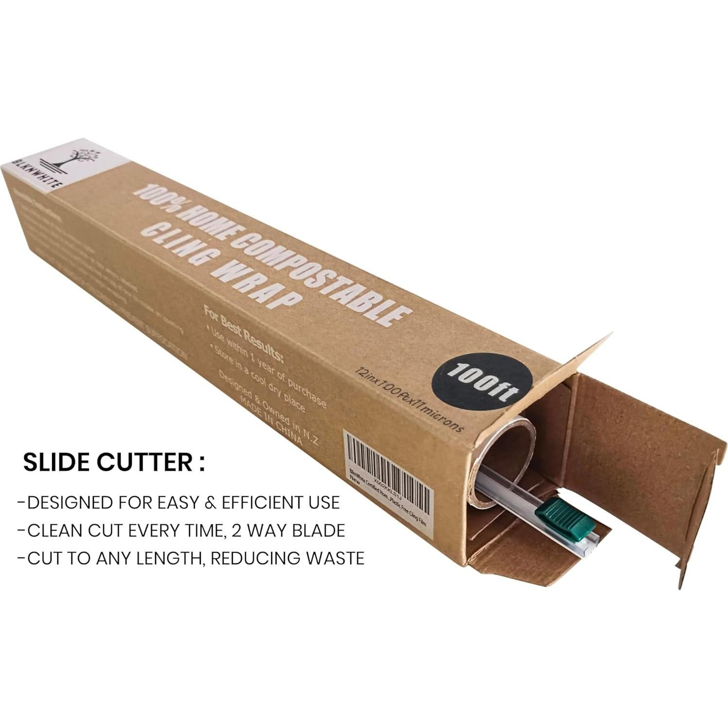 Envoltura Compostable BlknWhite 30.48 cm x 30.48 m con Cortador