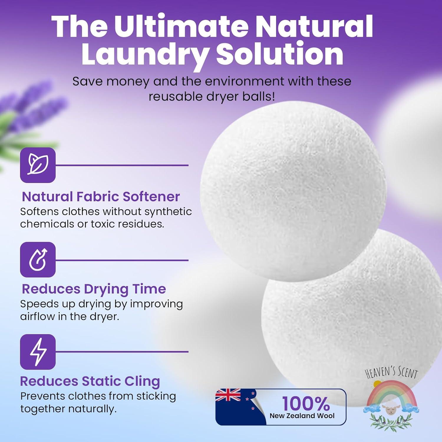 Bolas de Secado de Lana Heaven's Scent XL - Orgánicas y Reutilizables
