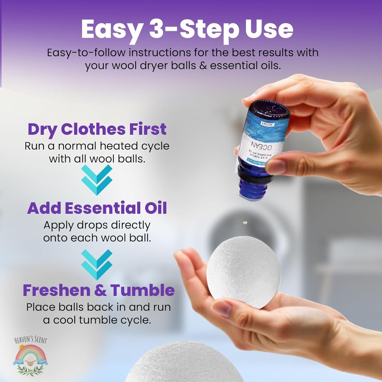 Bolas de Secado de Lana Heaven's Scent XL - Orgánicas y Reutilizables