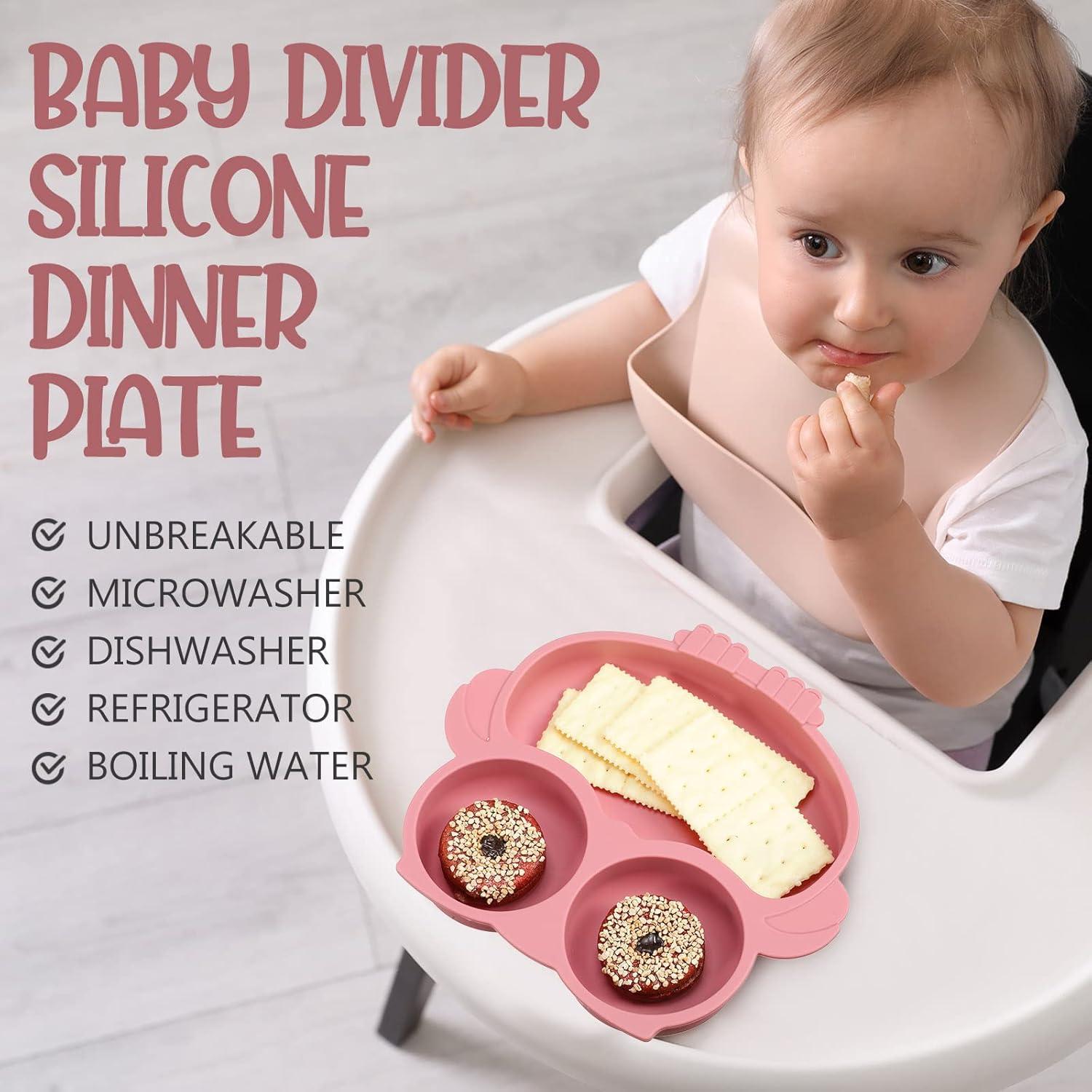 Platos de Silicona para Bebés Maxdot 4 Pcs Divididos Apto Microondas