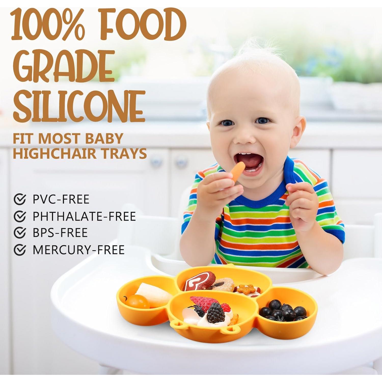 Platos de Silicona para Bebés Maxdot 4 Pcs Divididos Apto Microondas