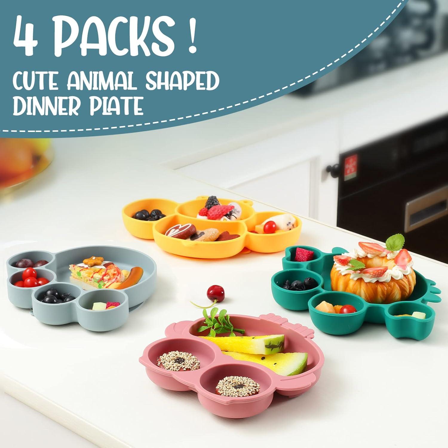 Platos de Silicona para Bebés Maxdot 4 Pcs Divididos Apto Microondas