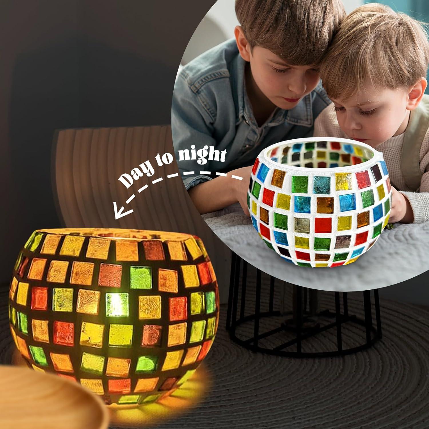 Kit de Portavelas de Mosaico Goldentime - DIY Vidrio 12.7cm