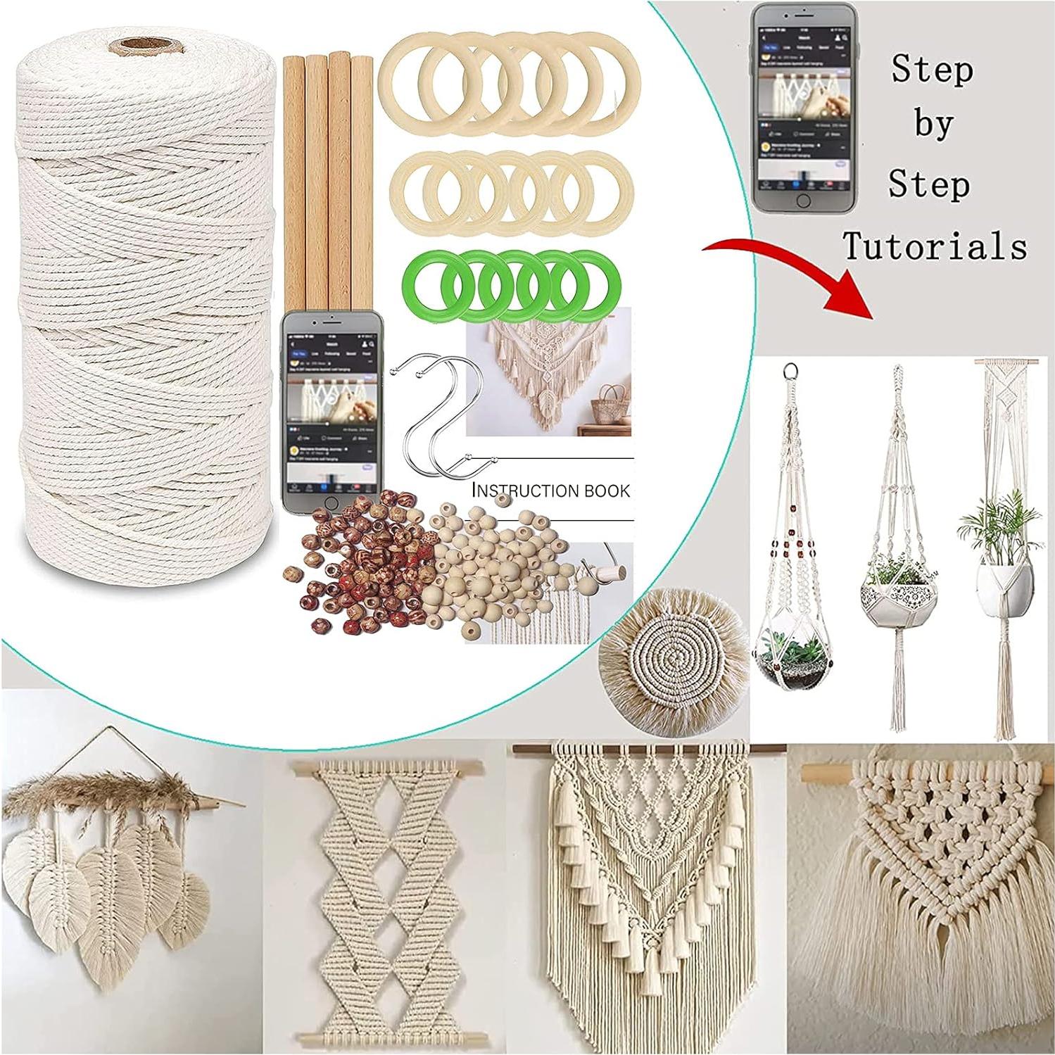 Kit de Macramé LECZIVOEN 109 Yards 3mm Algodón Natural DIY
