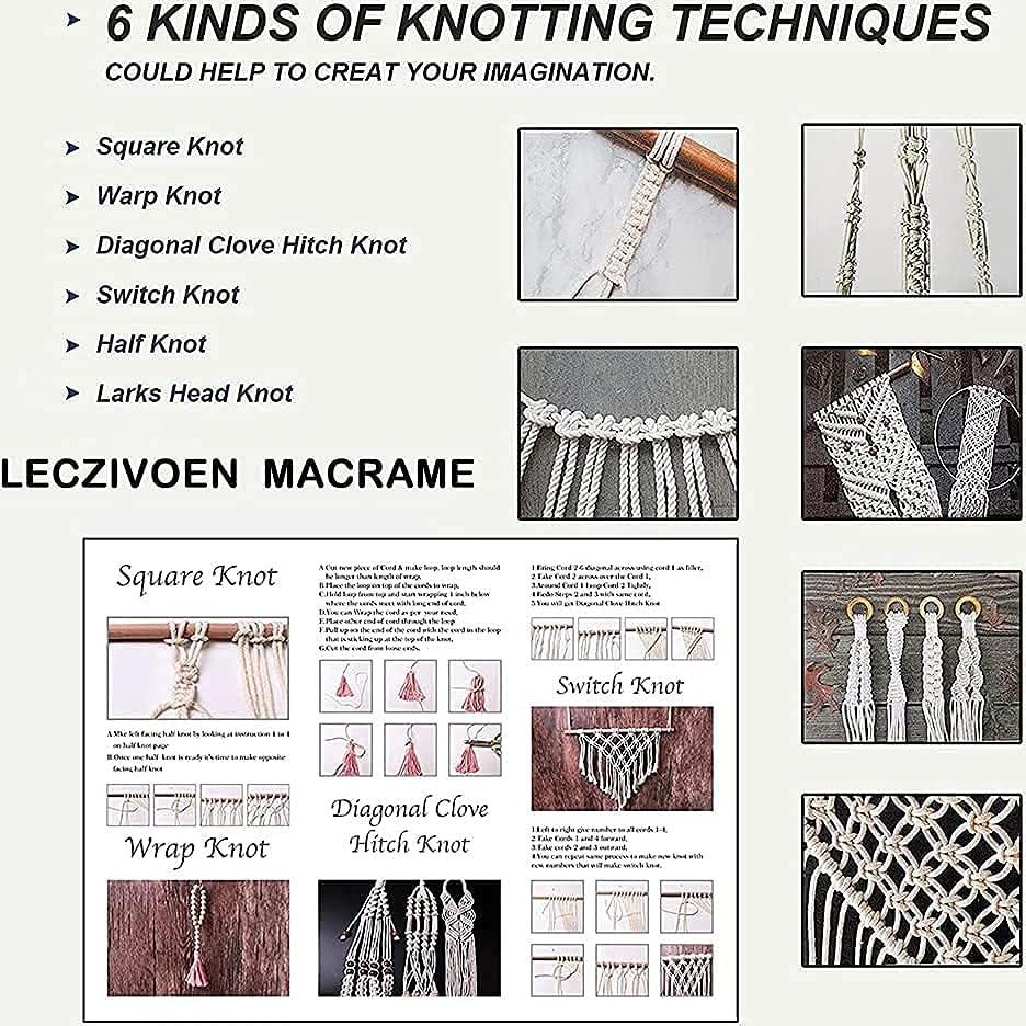Kit de Macramé LECZIVOEN 109 Yards 3mm Algodón Natural DIY