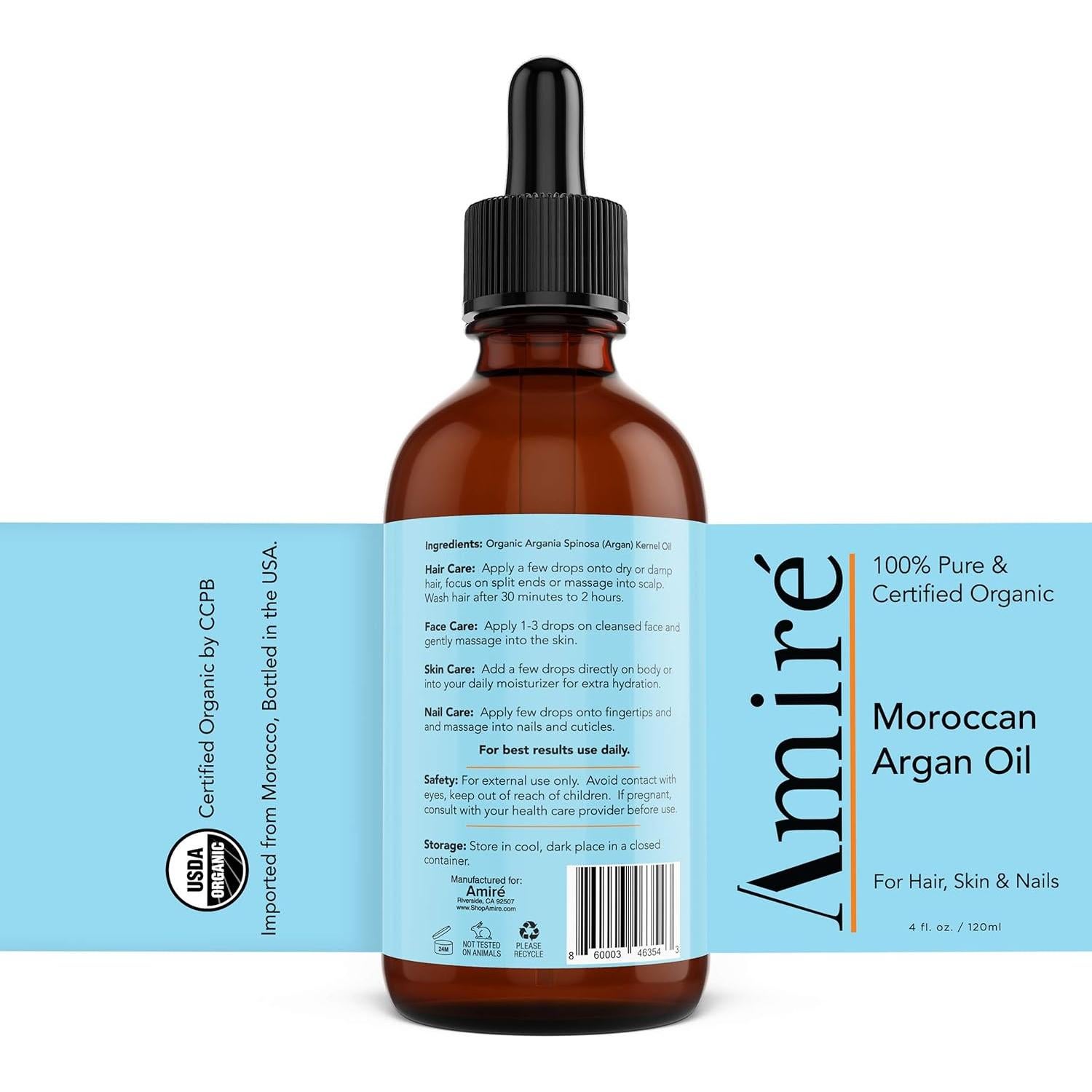 Aceite de Argán Orgánico 118ml Amire - Hidratante Piel y Cabello