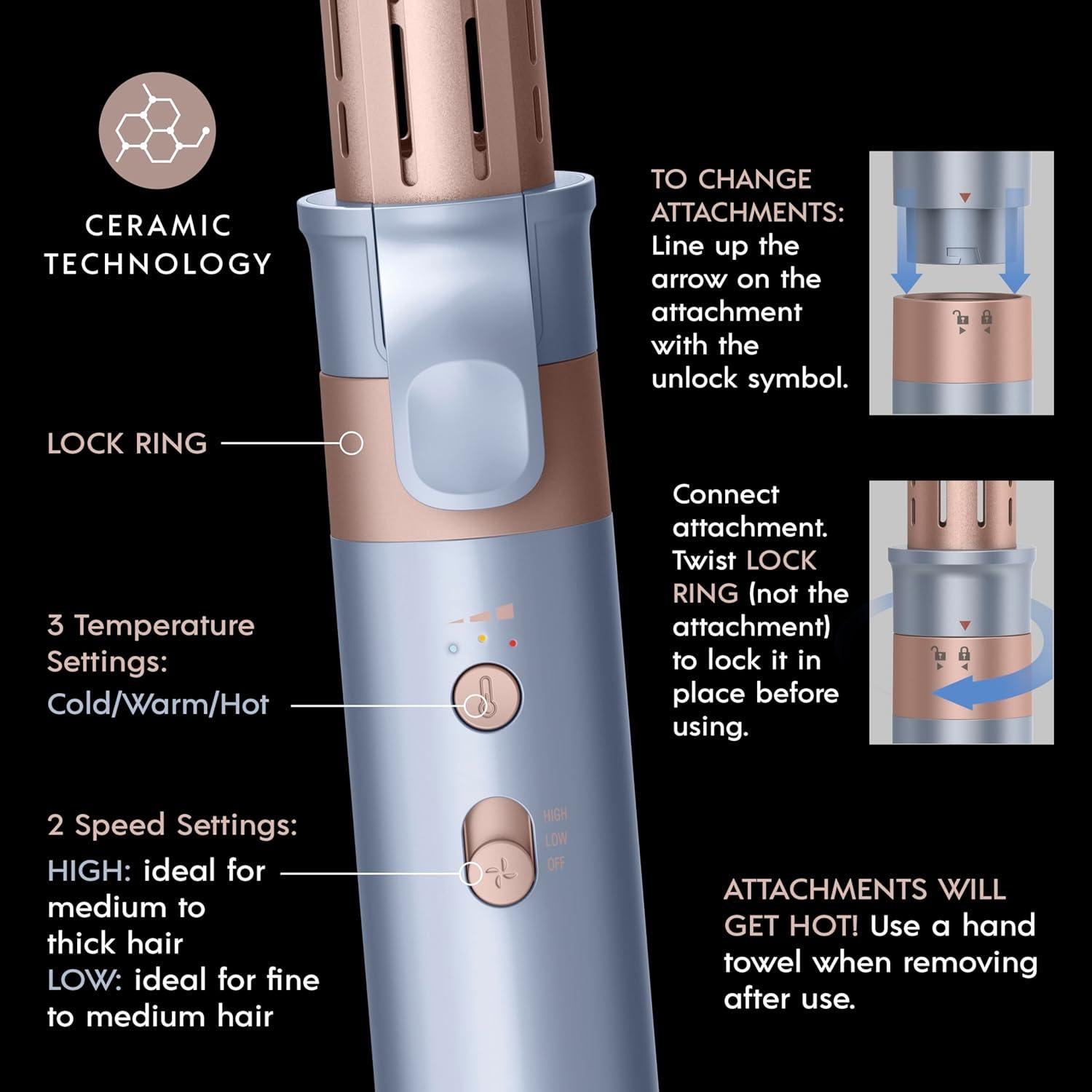 Estilizador de Cabello InfinitiPRO Conair 4 en 1, 1200W, Azul Claro