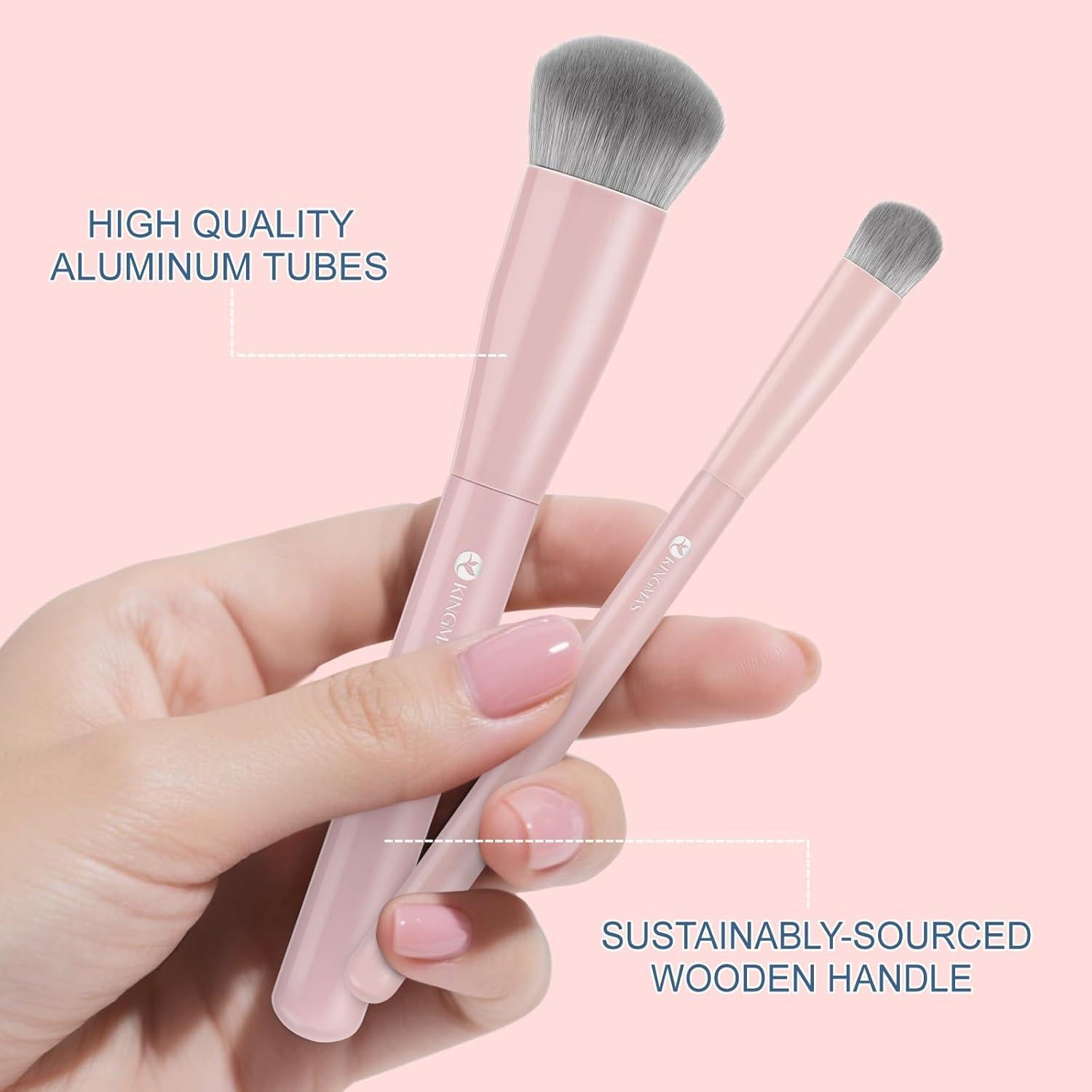 Brocha de Maquillaje Kabuki Angulada KINGMAS Rosa 16.8cm