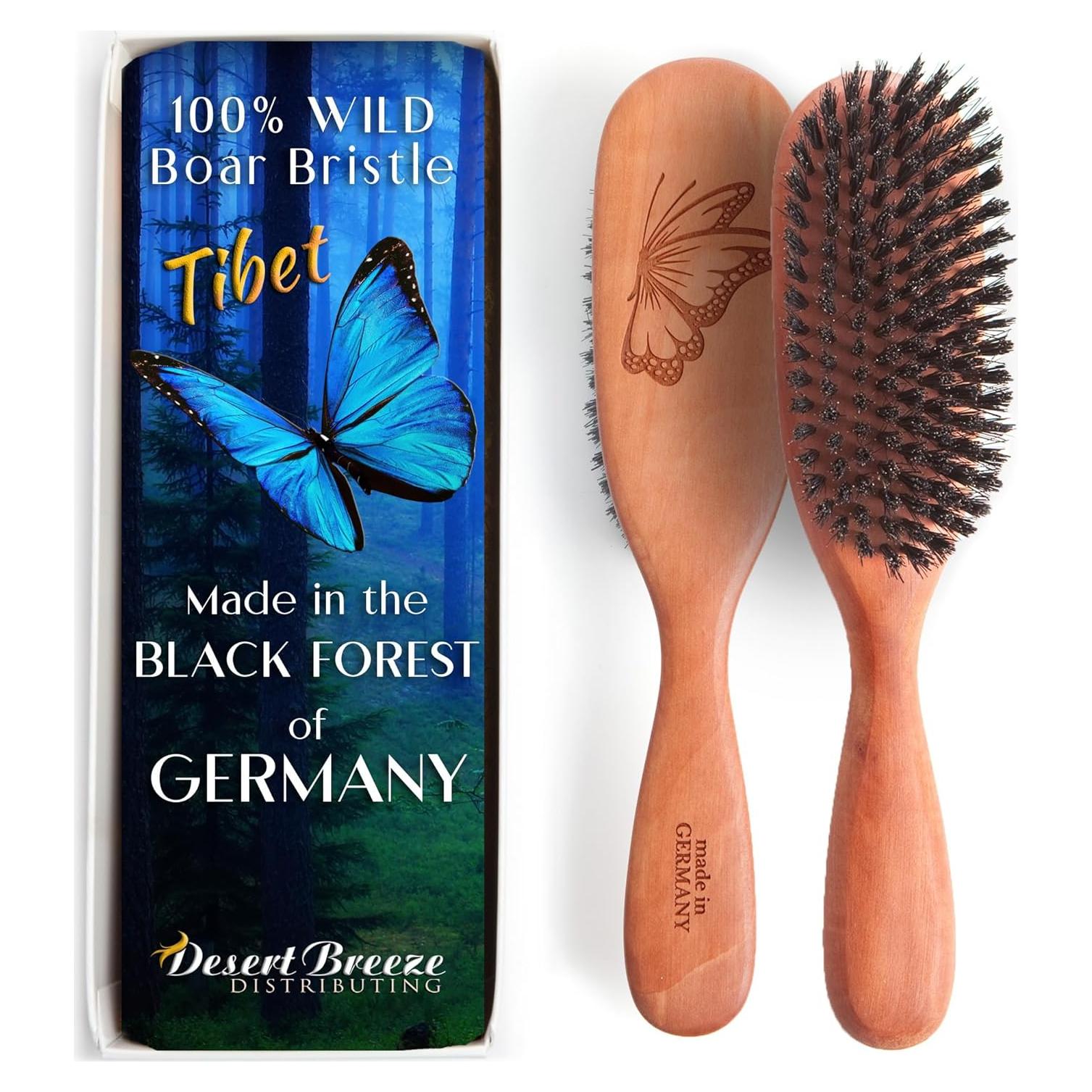 Cepillo de Cerdas de Jabalí Tibet 100% Natural para Cabello Fino