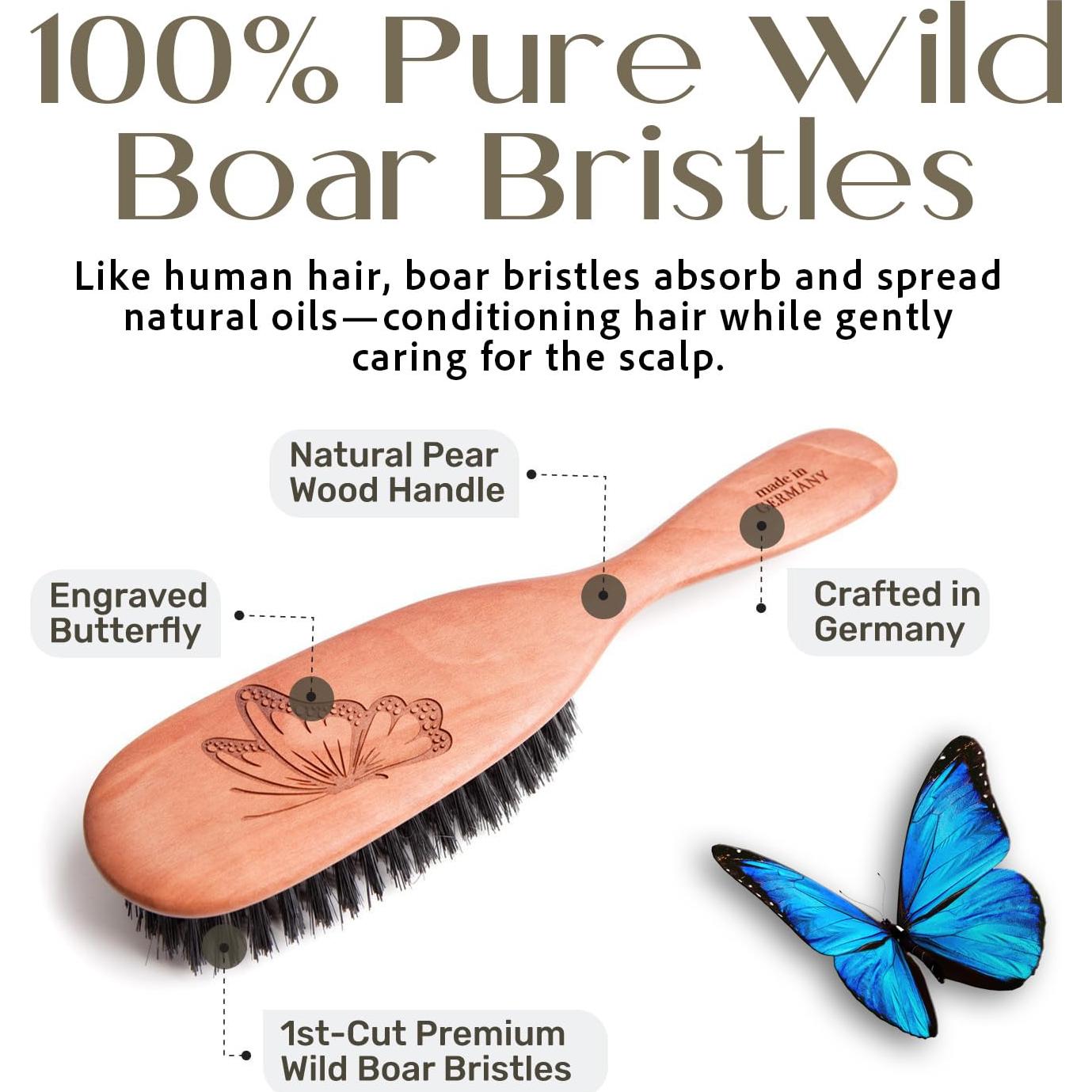 Cepillo de Cerdas de Jabalí Tibet 100% Natural para Cabello Fino