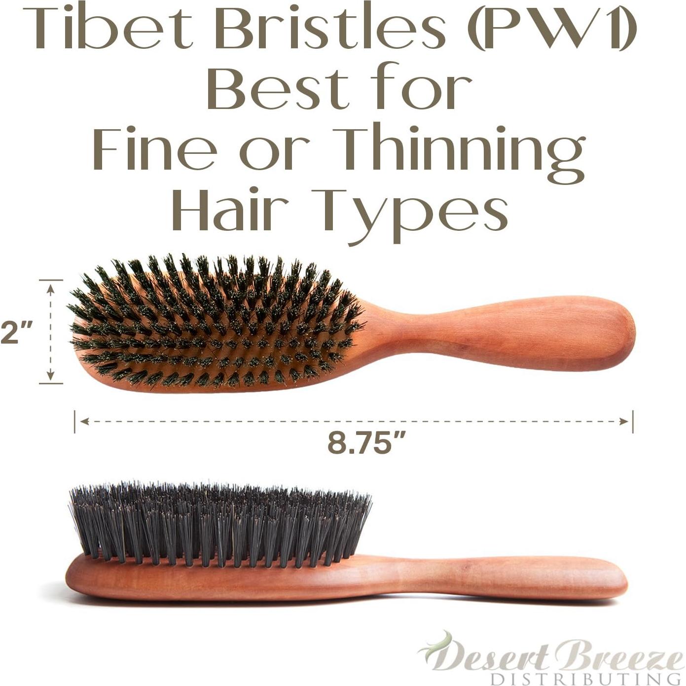 Cepillo de Cerdas de Jabalí Tibet 100% Natural para Cabello Fino