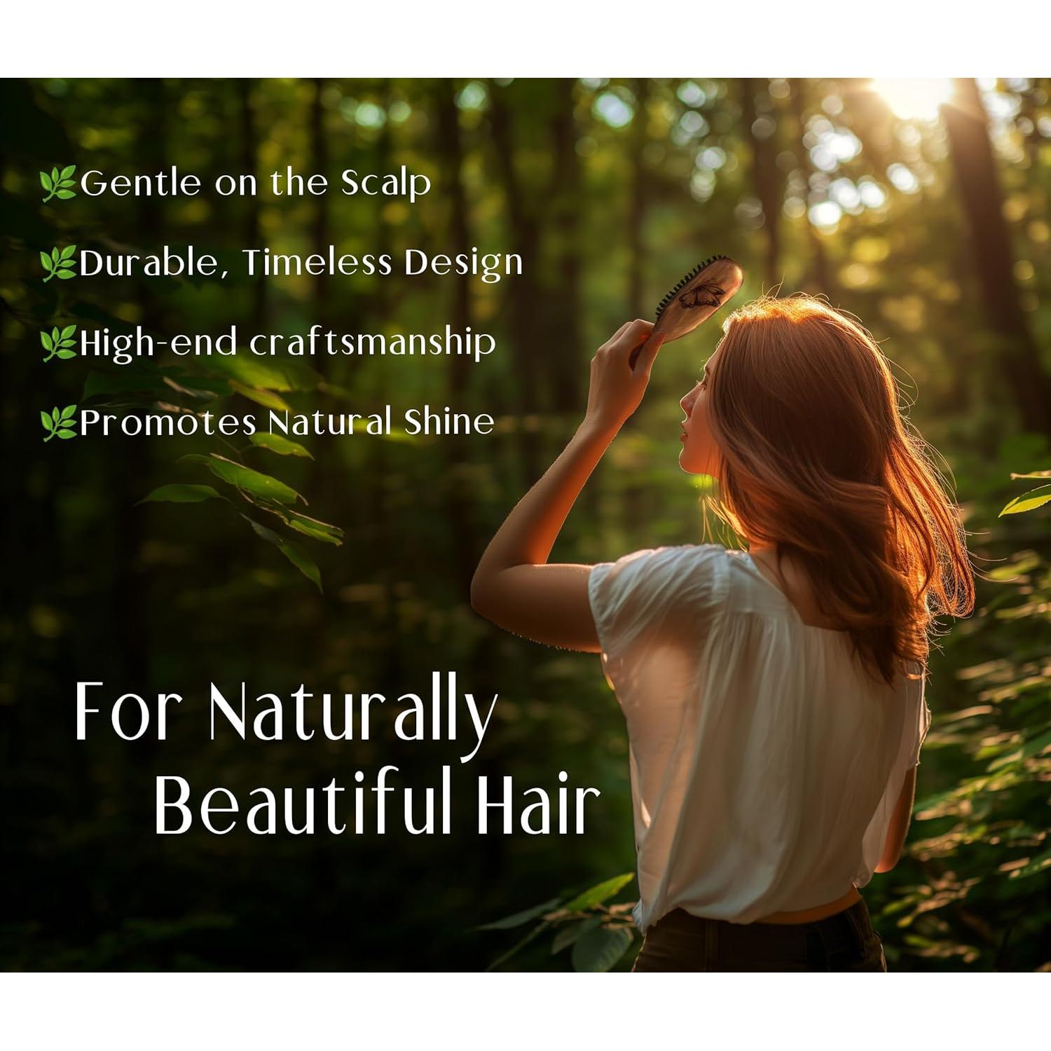 Cepillo de Cerdas de Jabalí Tibet 100% Natural para Cabello Fino