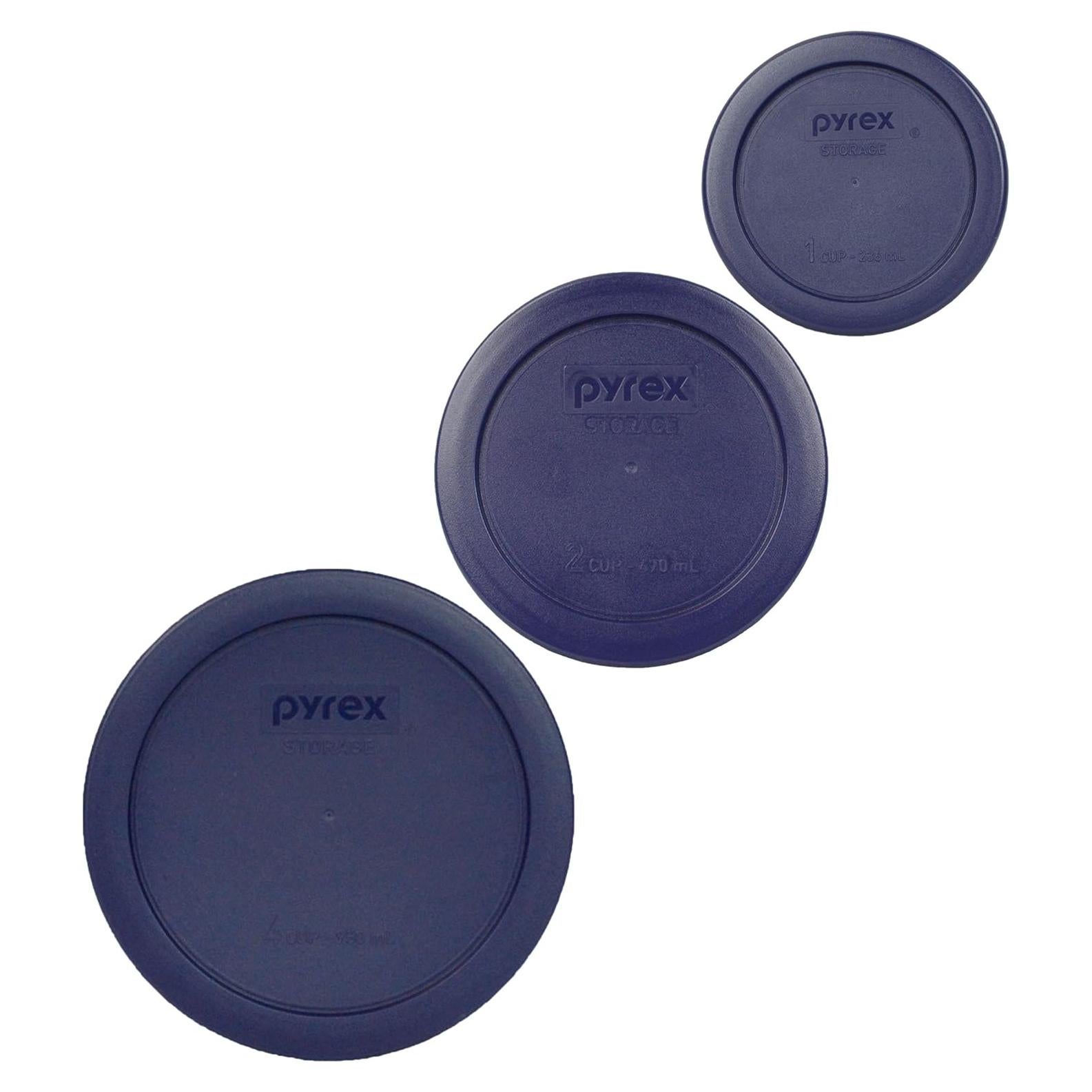 Juego de Tapas de Plástico Pyrex - 3 Piezas Azul