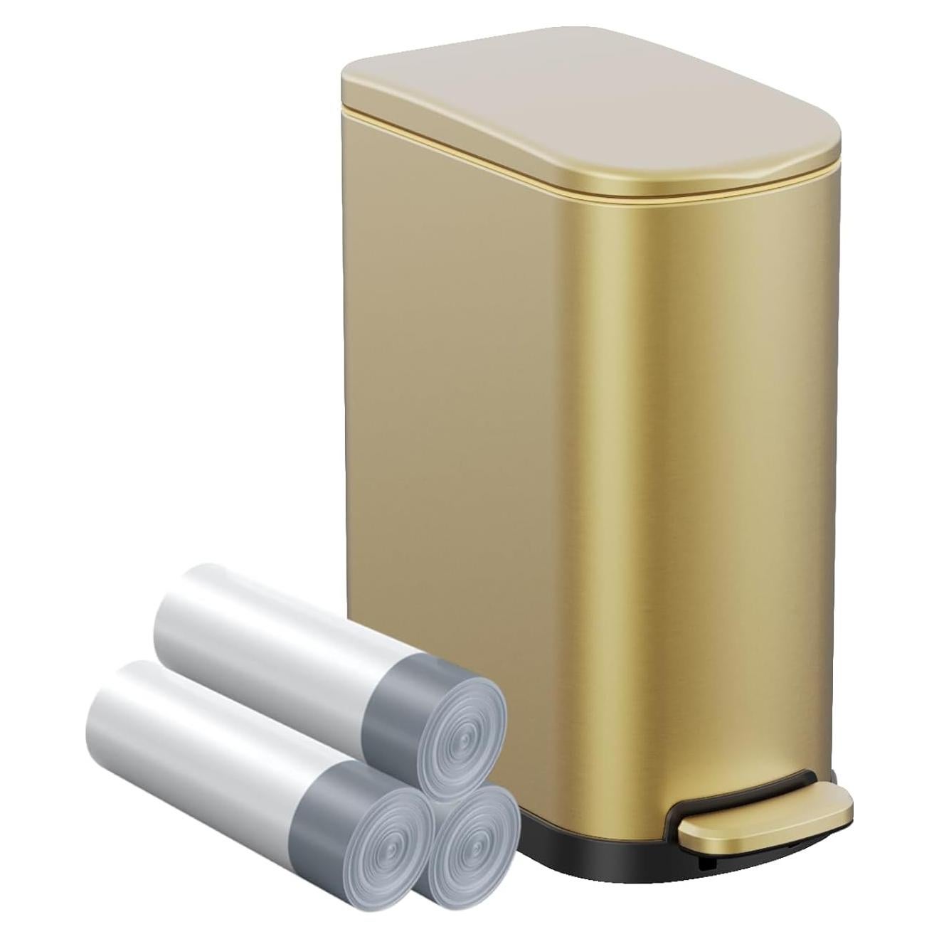 Bote de Basura Slim KSSKSS 10L Acero Inoxidable Dorado