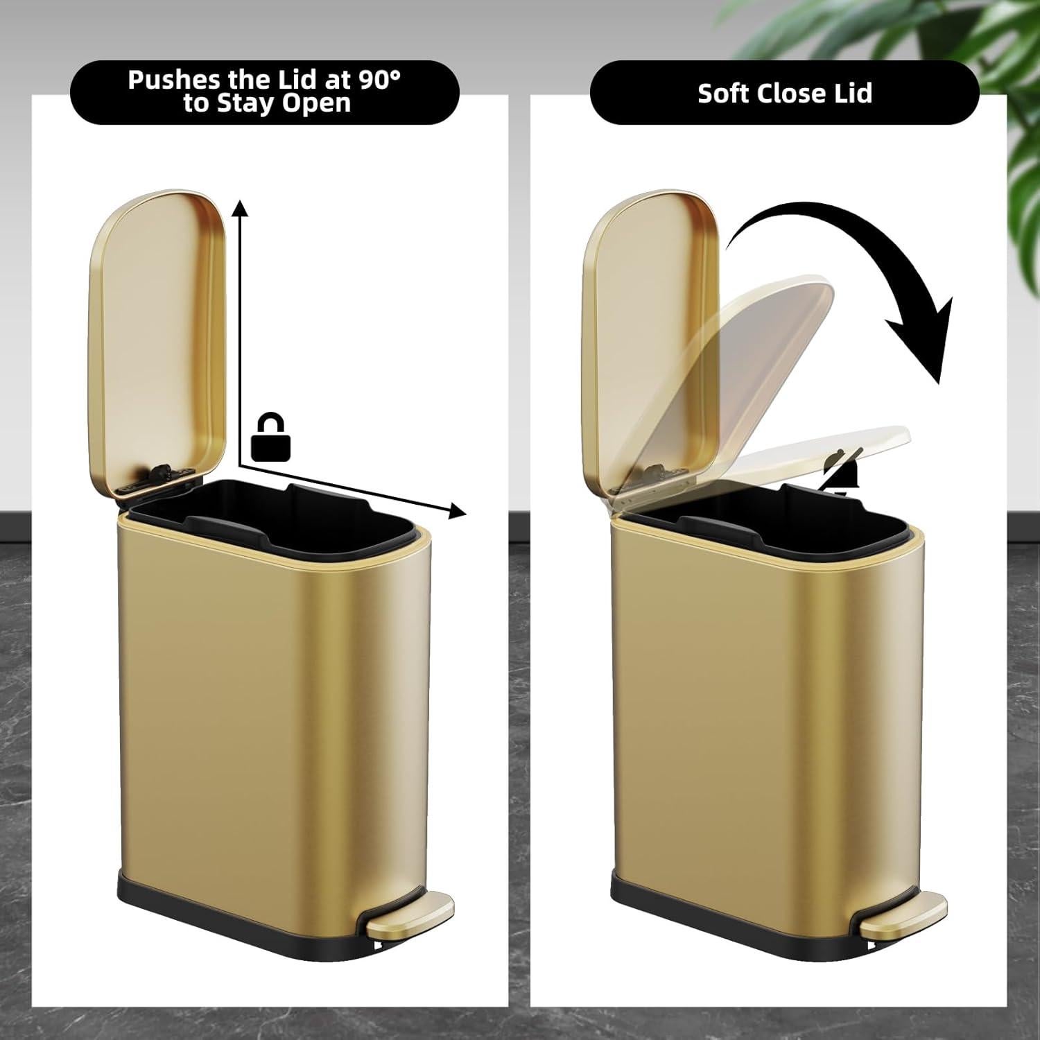 Bote de Basura Slim KSSKSS 10L Acero Inoxidable Dorado