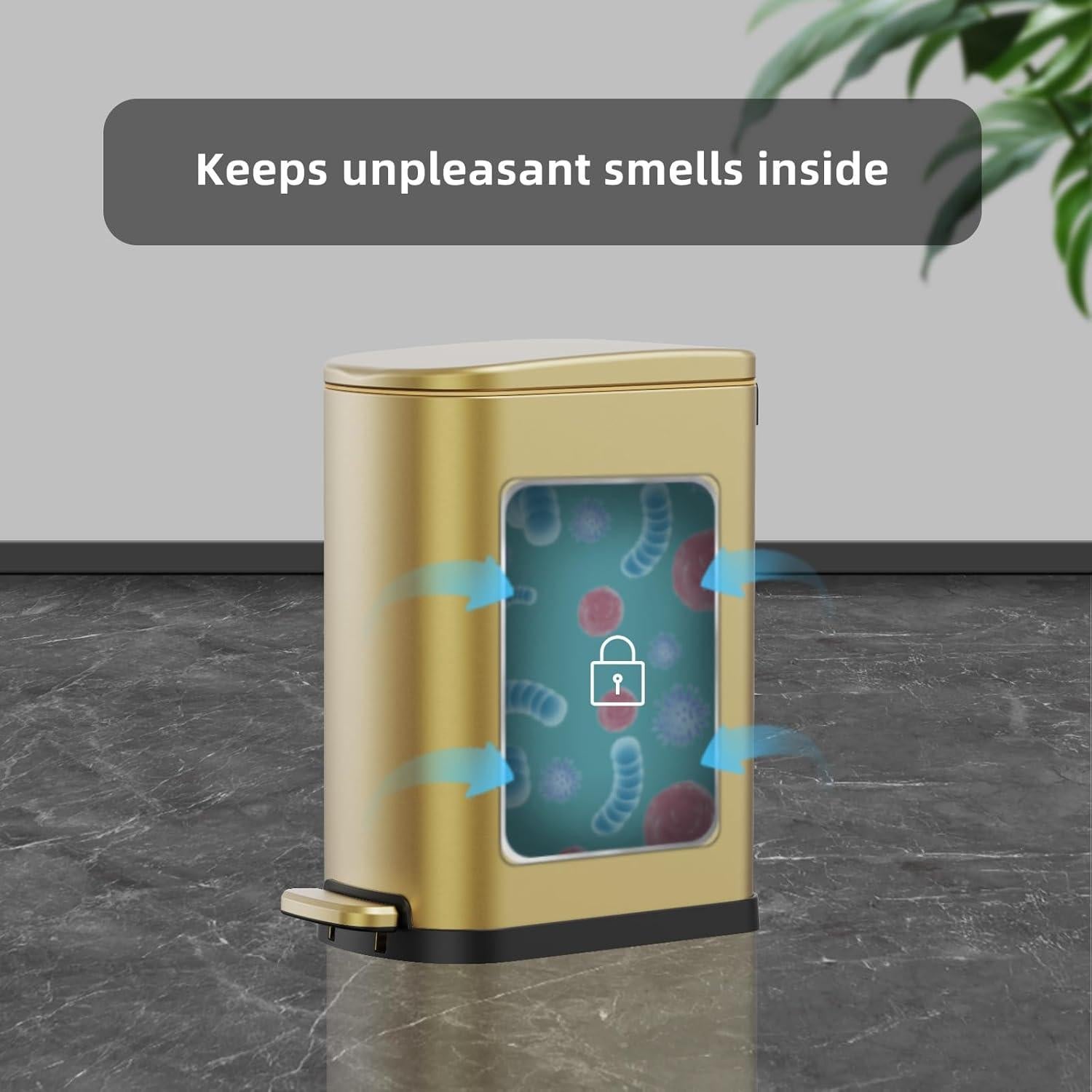 Bote de Basura Slim KSSKSS 10L Acero Inoxidable Dorado