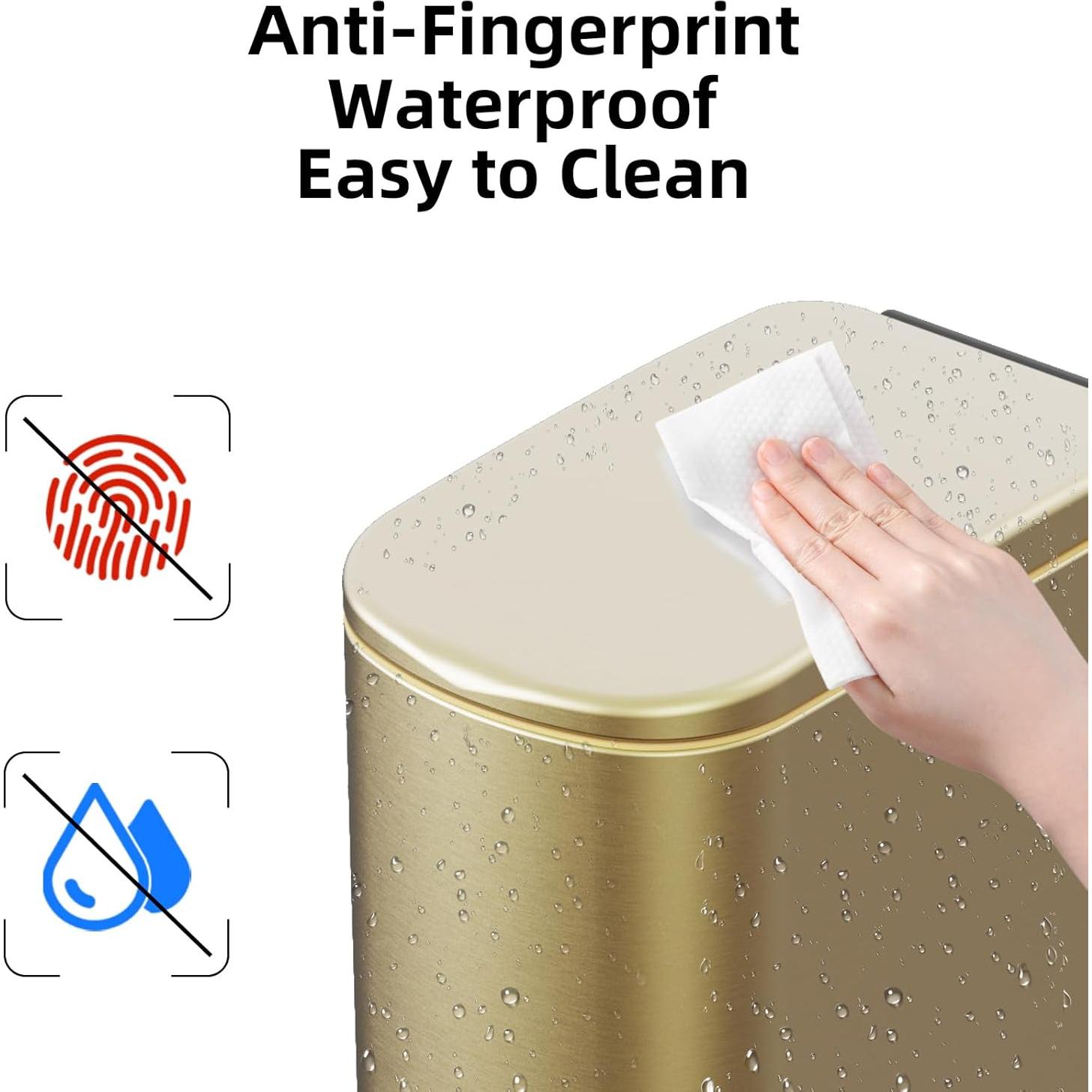 Bote de Basura Slim KSSKSS 10L Acero Inoxidable Dorado