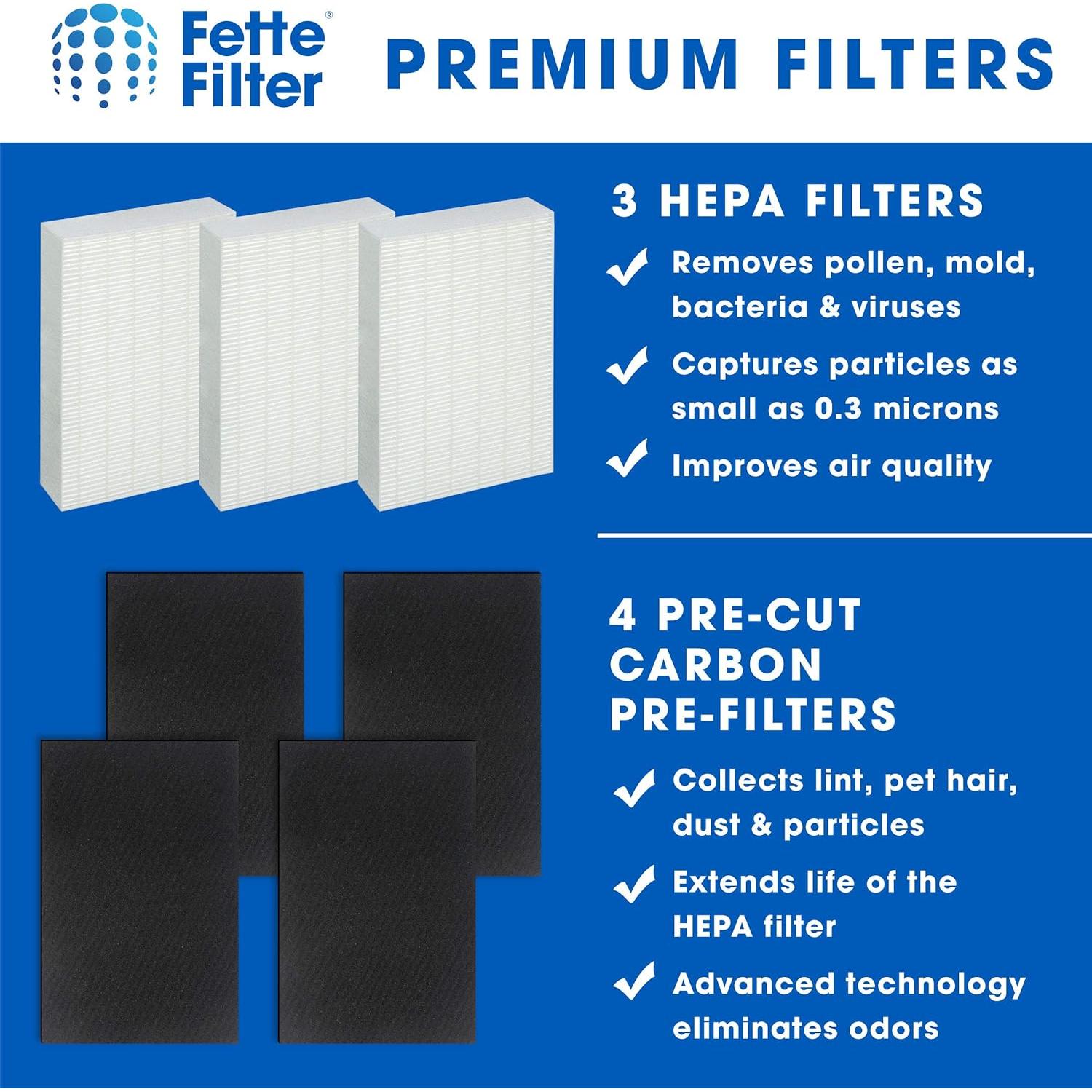 Juego de Filtros HEPA Fette Filter para Purificadores Honeywell