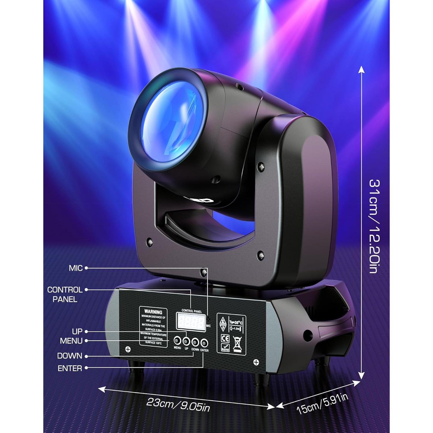 HOLDLAMP 120W Luz de Cabeza Móvil DJ con 18 Prismas